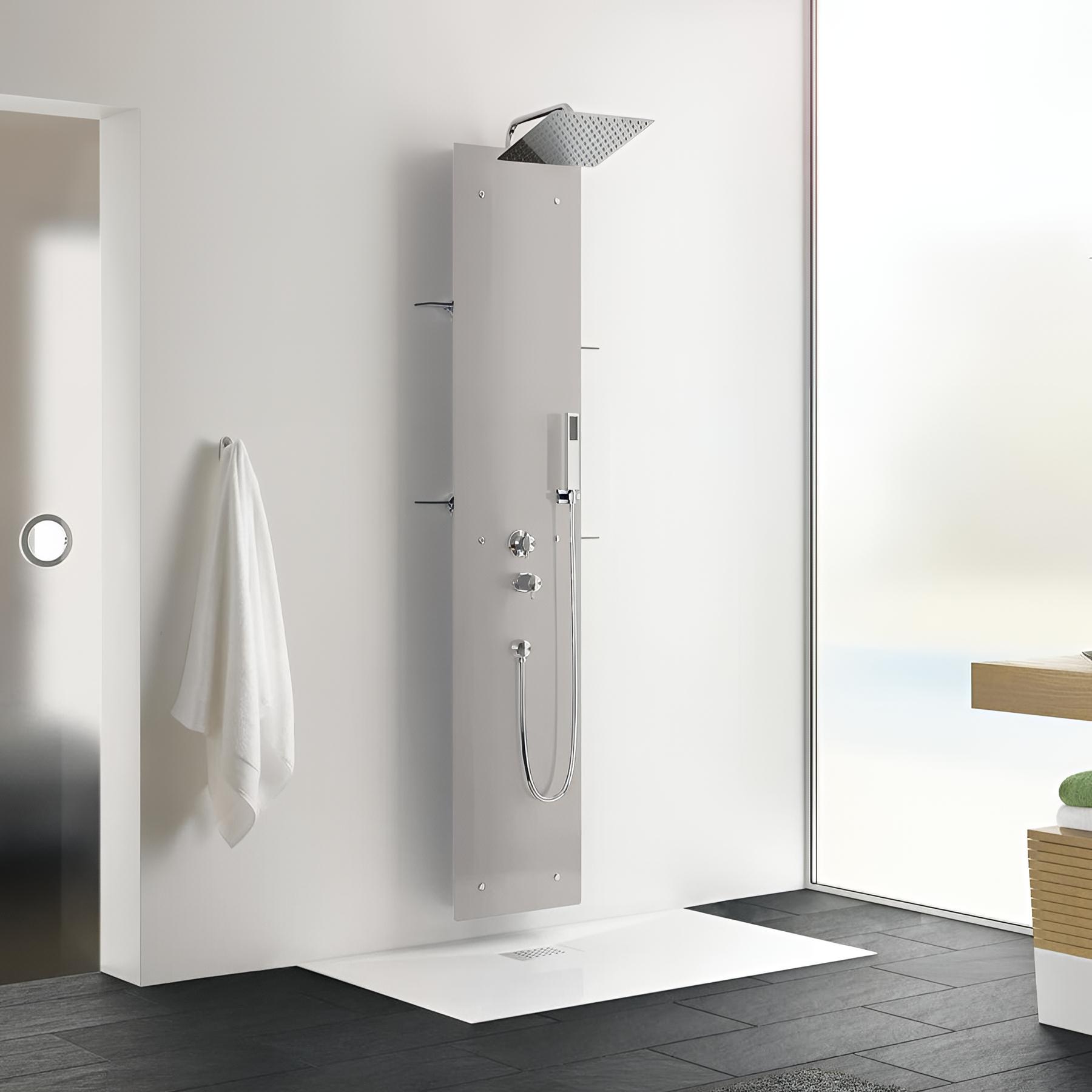 Colonne de douche aquaglass hydromassante acier