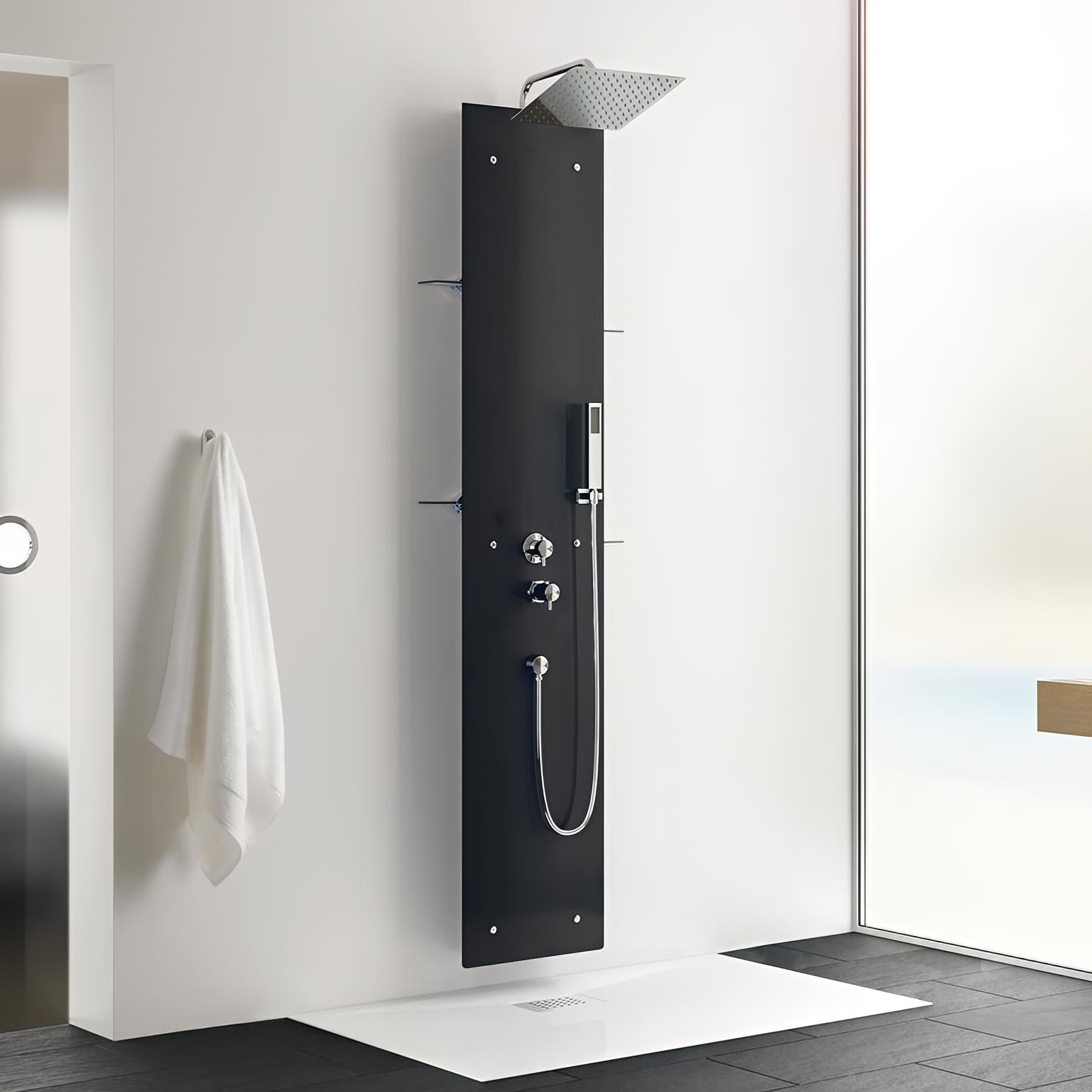 Colonne de douche aquaglass hydromassante perle noire