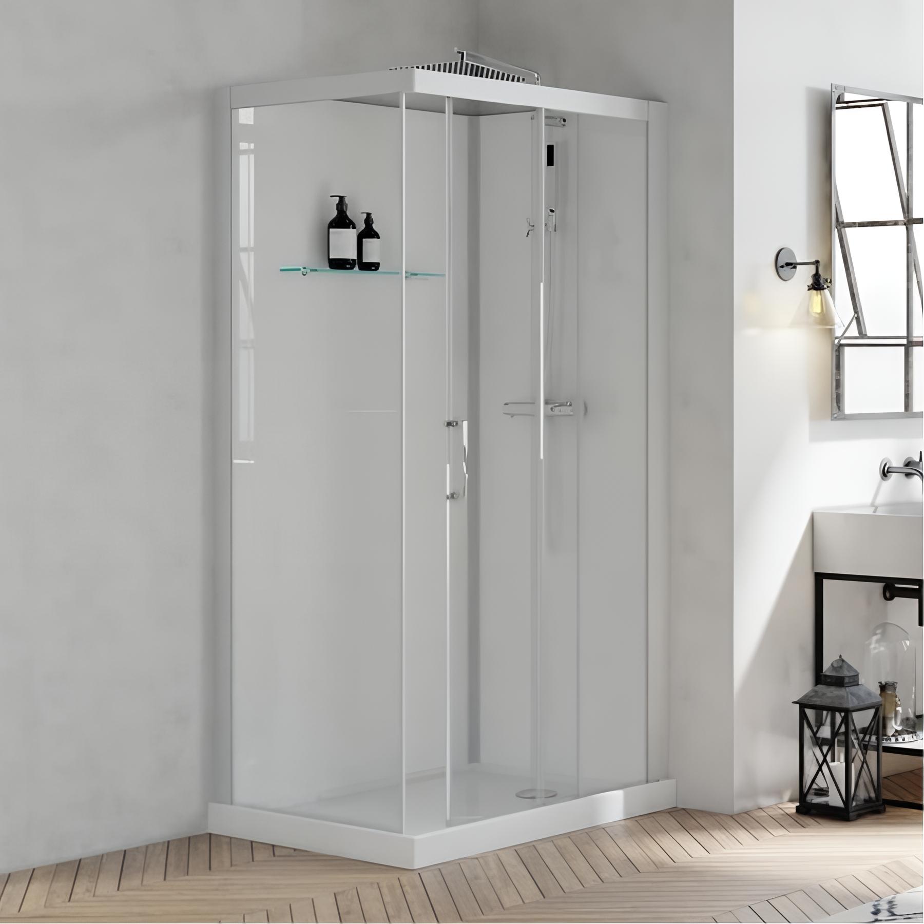 Cabine de douche brooklyn rectangulaire porte coulissante 110x80cm