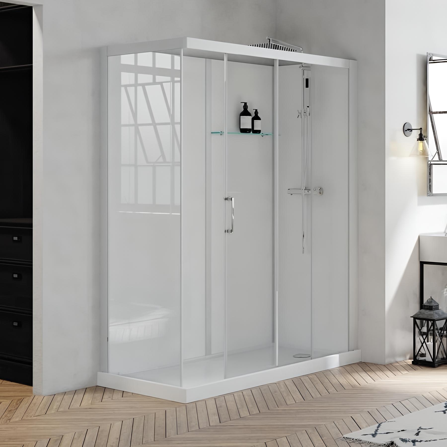 Cabine de douche brooklyn rectangulaire porte coulissante 160x80cm