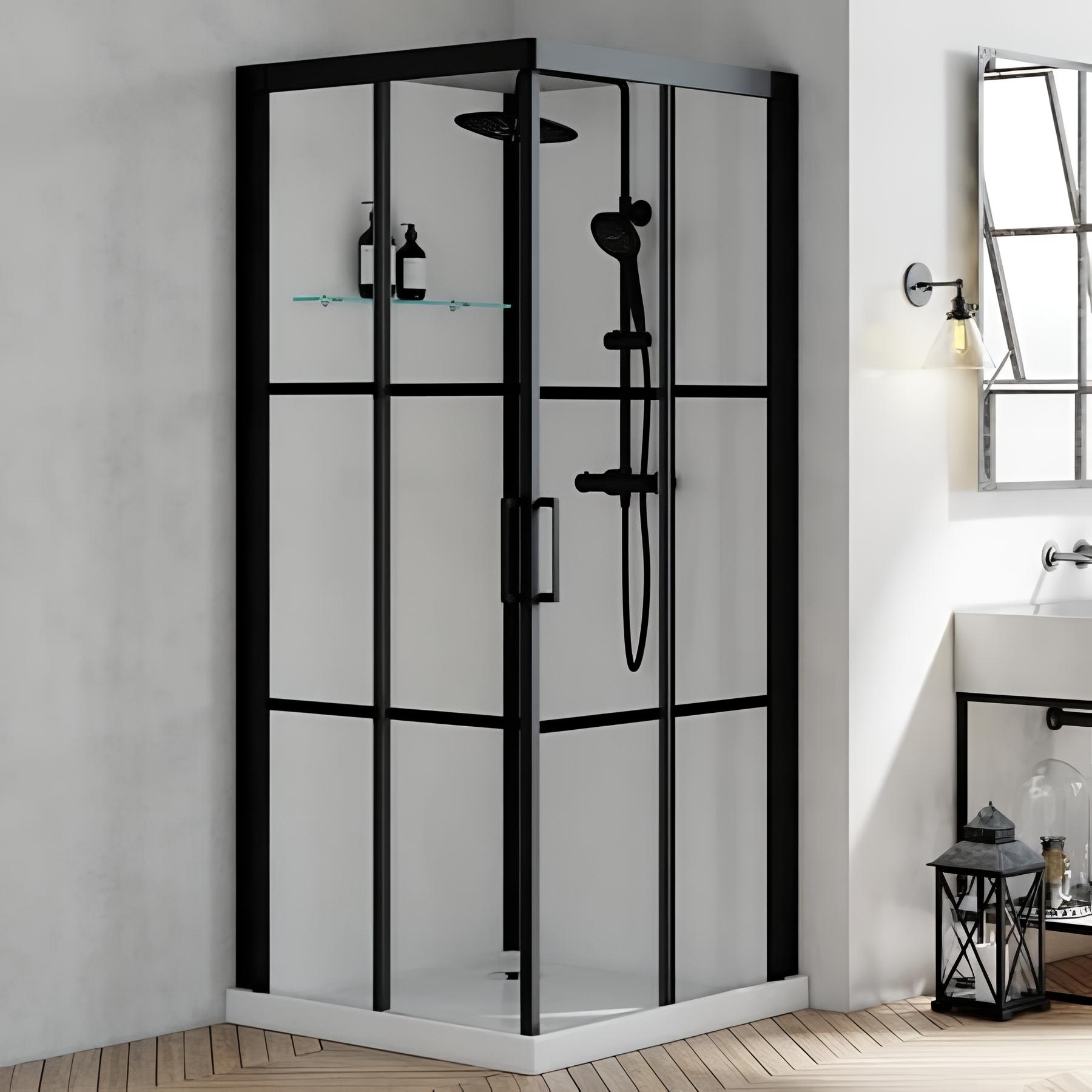 Cabine de douche brooklyn factory carrée portes coulissantes 90x90cm