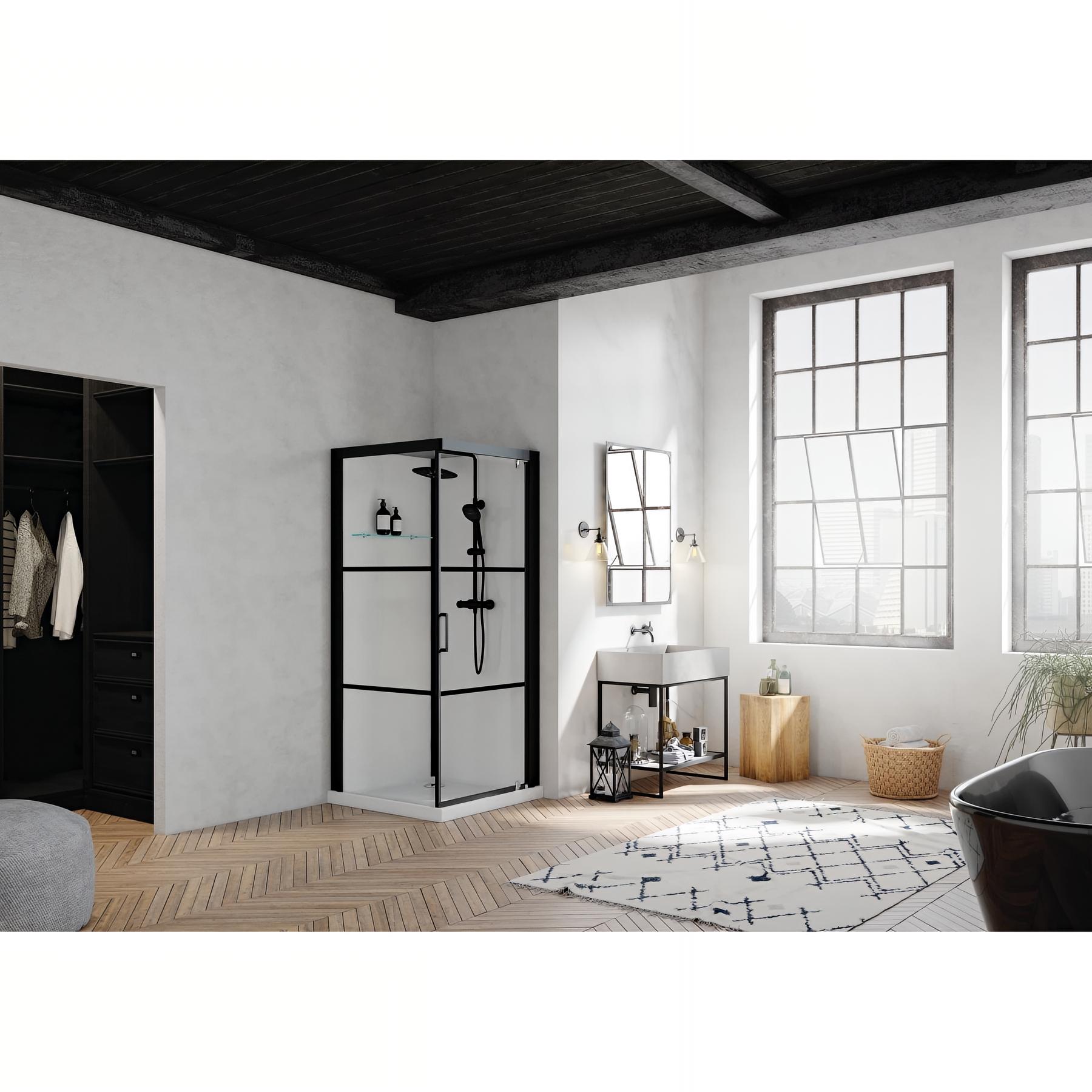 Cabine de douche brooklyn factory carrée porte pivotante 90x90cm