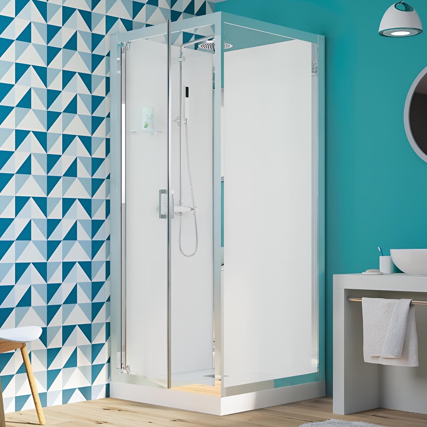 Cabine de douche eden c80 porte pivotante receveur 18 cm 80x80cm