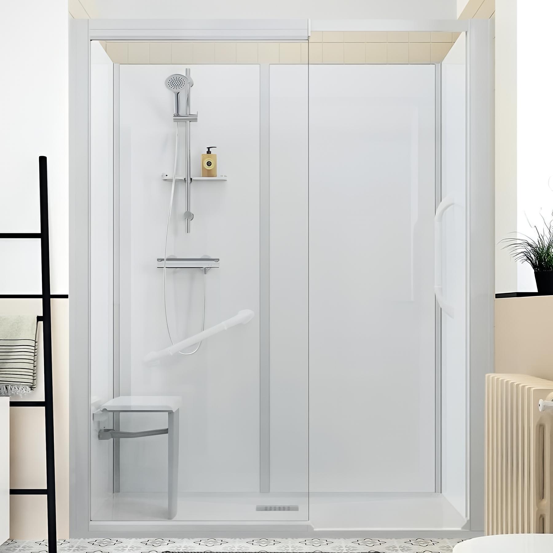 Kinemagic sérénité mixte thermostatique en niche ouverte verre transparent 170/205 x 89/106 cm