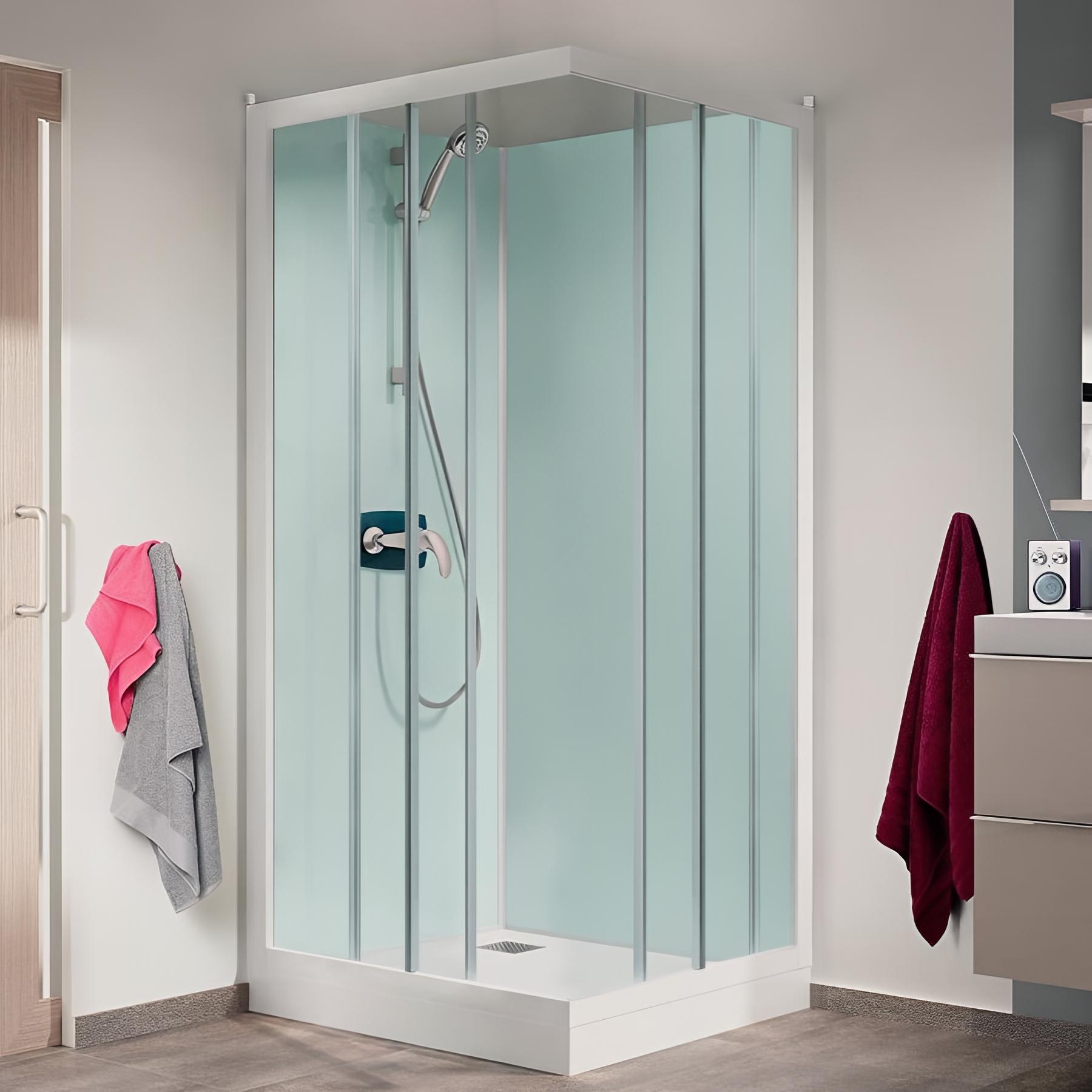 Cabine de douche kineprime glass c angle mécanique portes coulissantes 70x70 cm