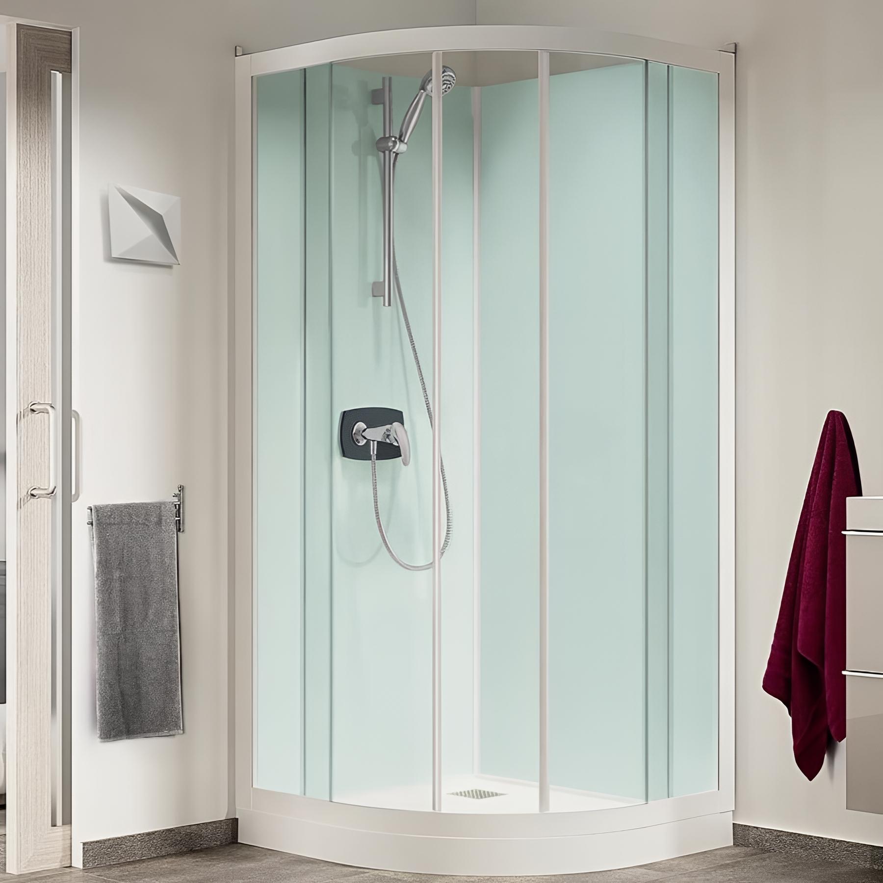 Cabine de douche kineprime glass r80 receveur 9 cm portes coulissantes mécanique 80x80 cm