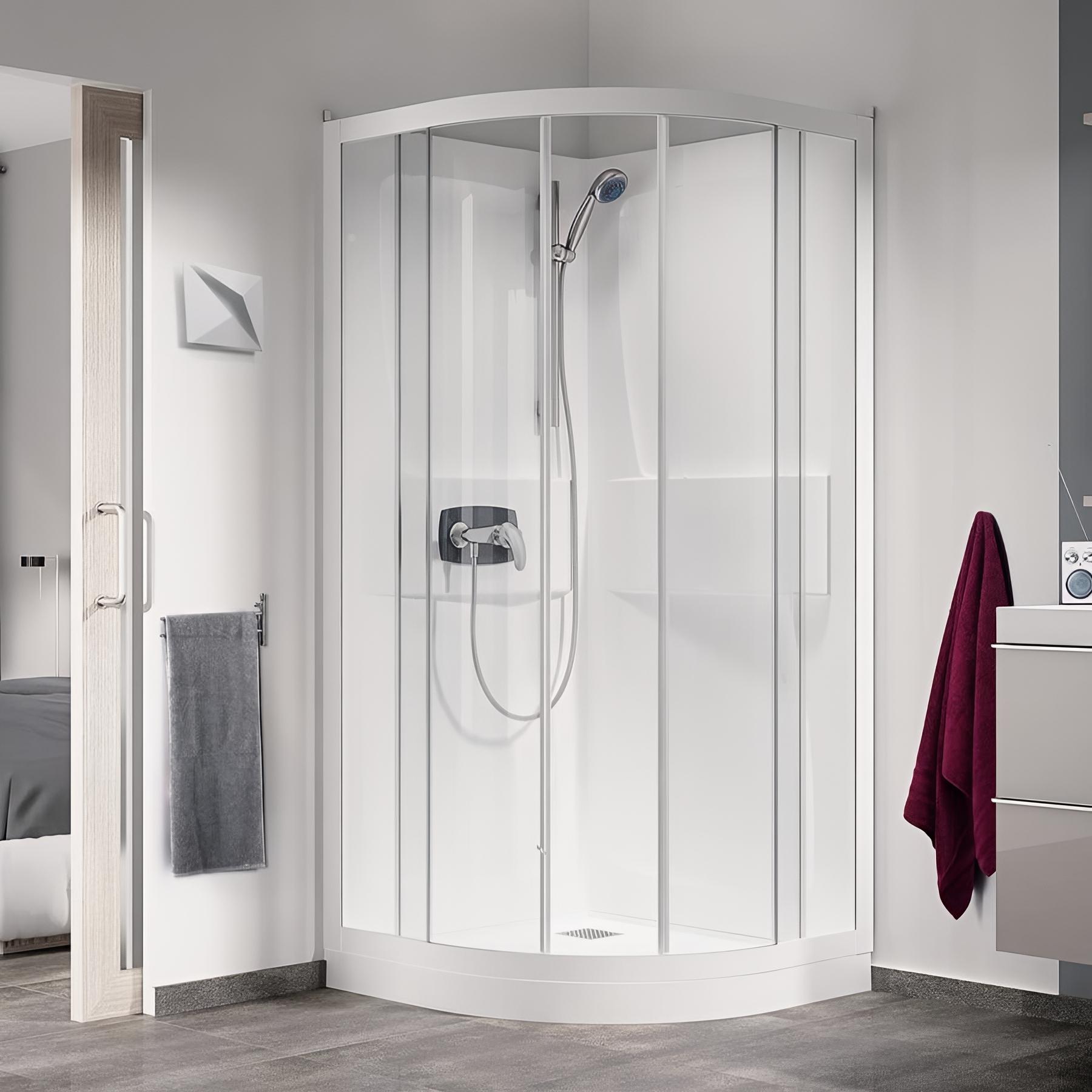 Cabine de douche kineprime r80 mécanique portes pivotantes receveur 18 cm 80x80 cm