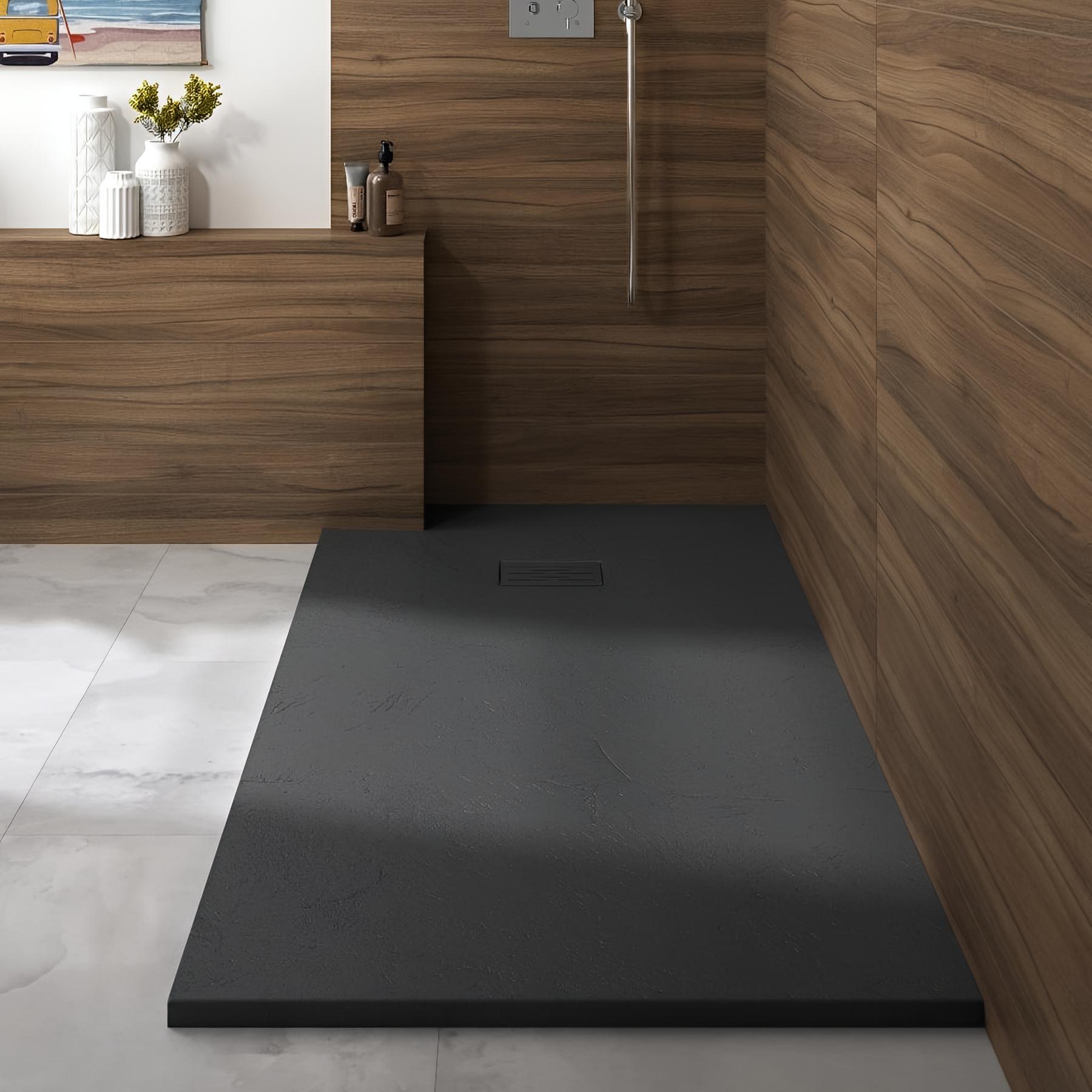 Receveur de douche kinerock evo noir 180x100 cm