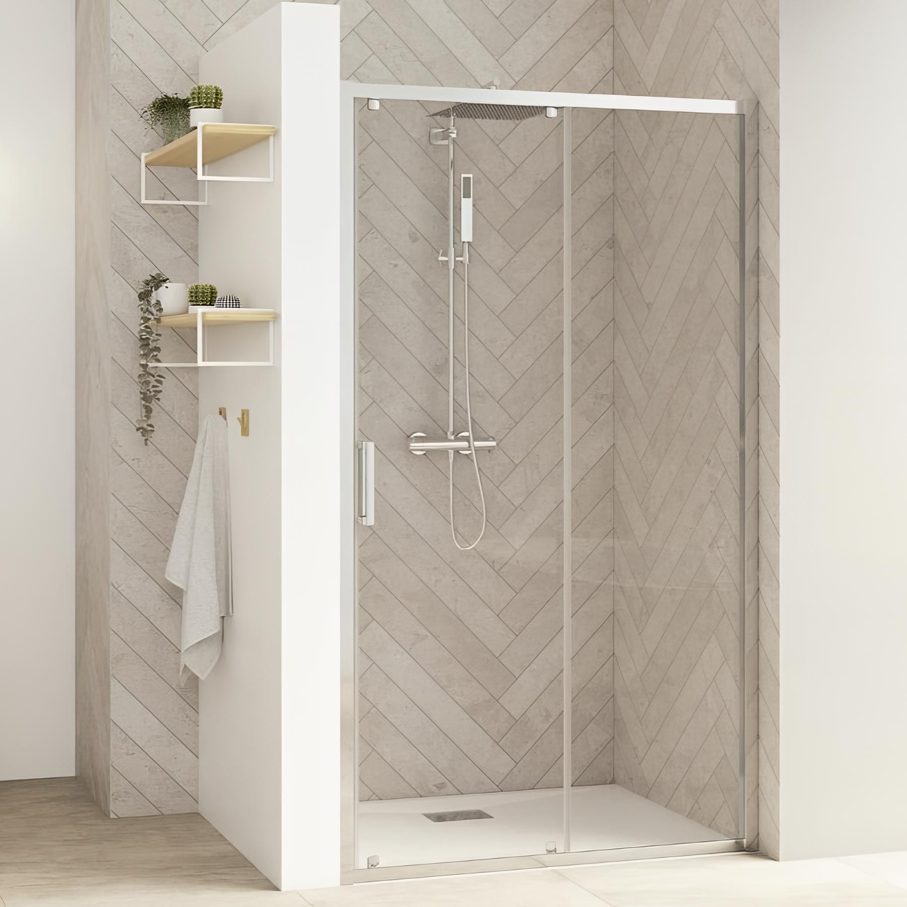 Porte de douche smart design c verre transparent 90 cm chromé