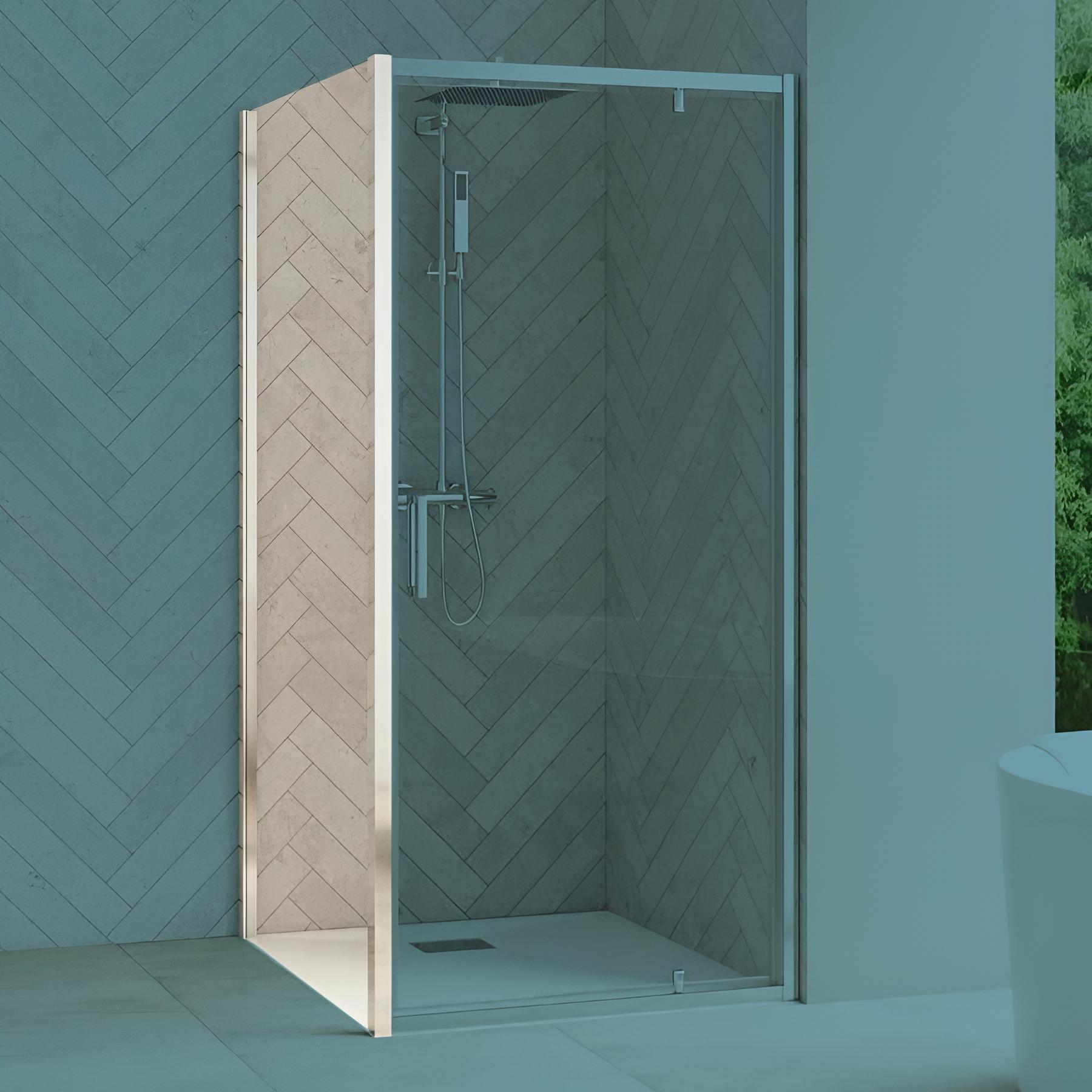 Paroi de douche smart design fixe verre transparent 100 cm noir grainé