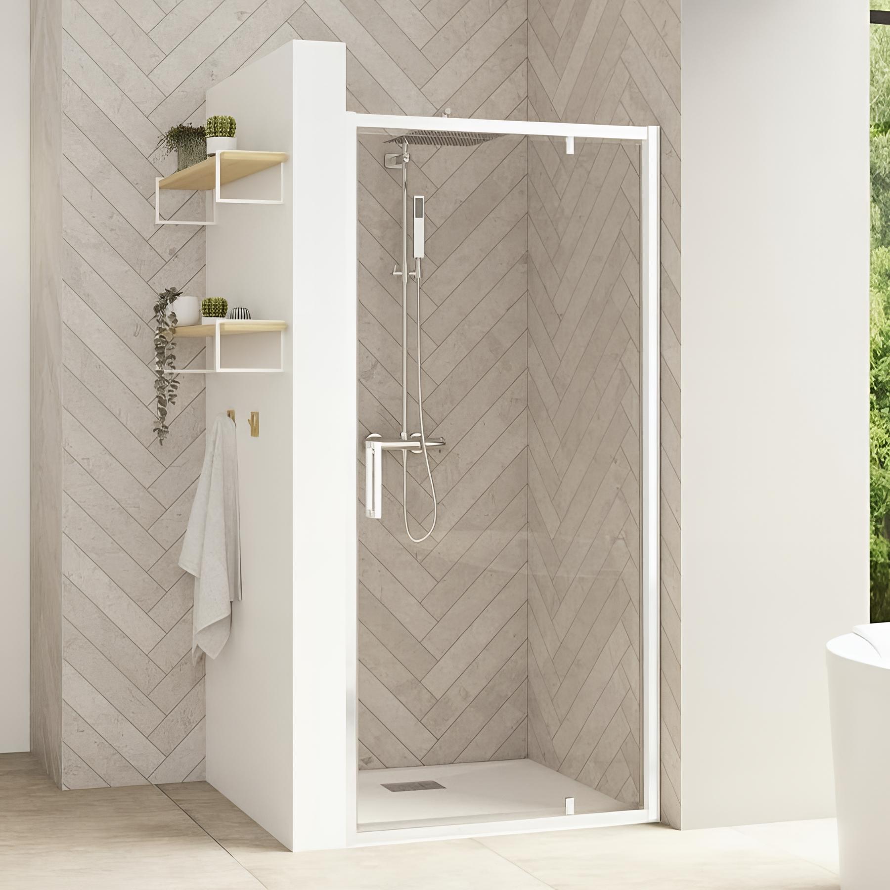 Porte de douche smart design solo s verre transparent 70 cm blanc