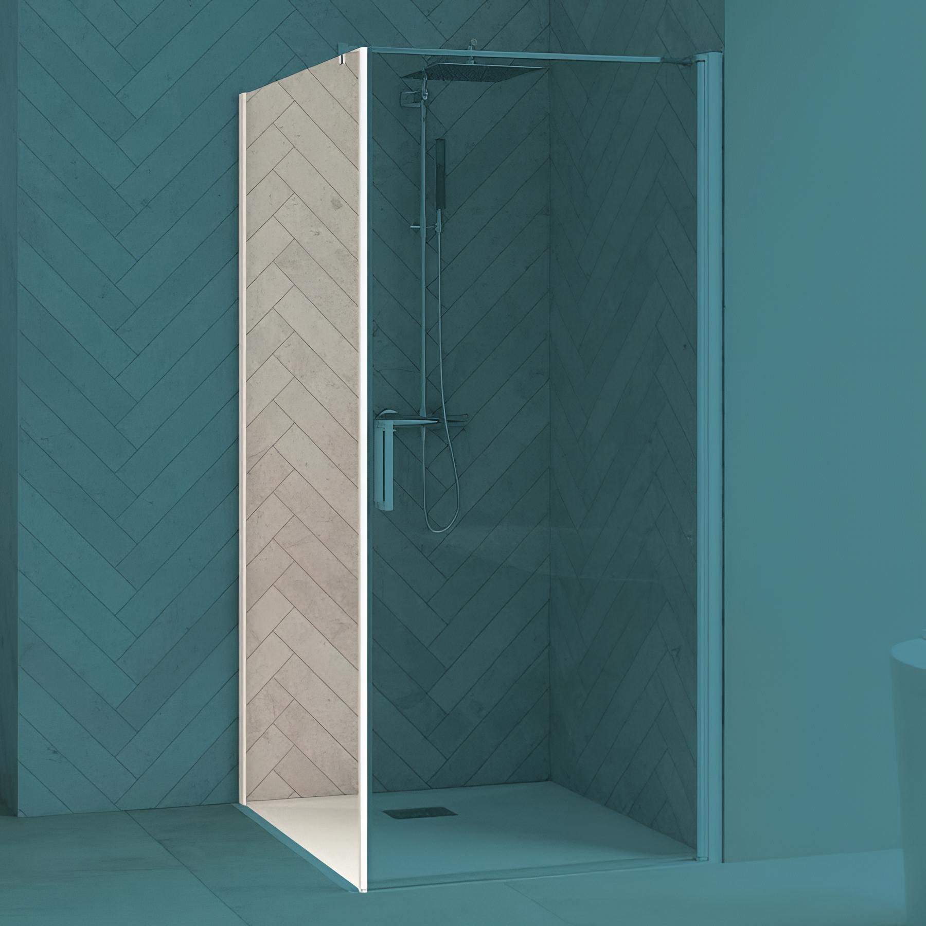 Paroi de douche smart design fixe sans seuil verre transparent 85 cm blanc
