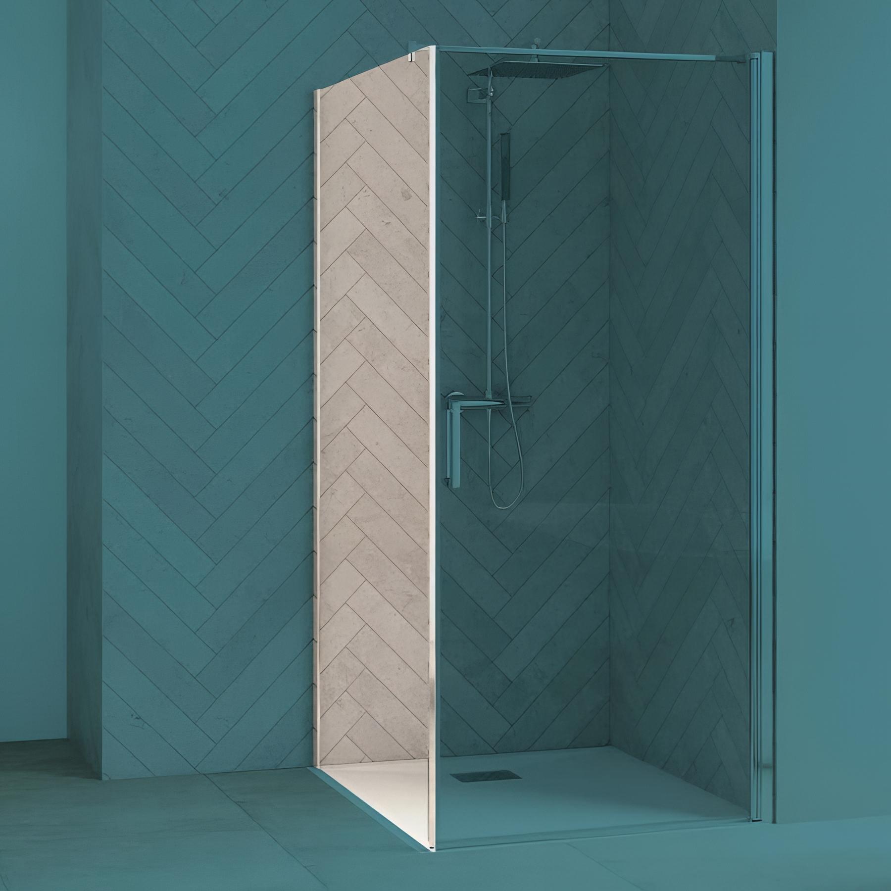 Paroi de douche smart design fixe sans seuil verre transparent 70 cm chromé