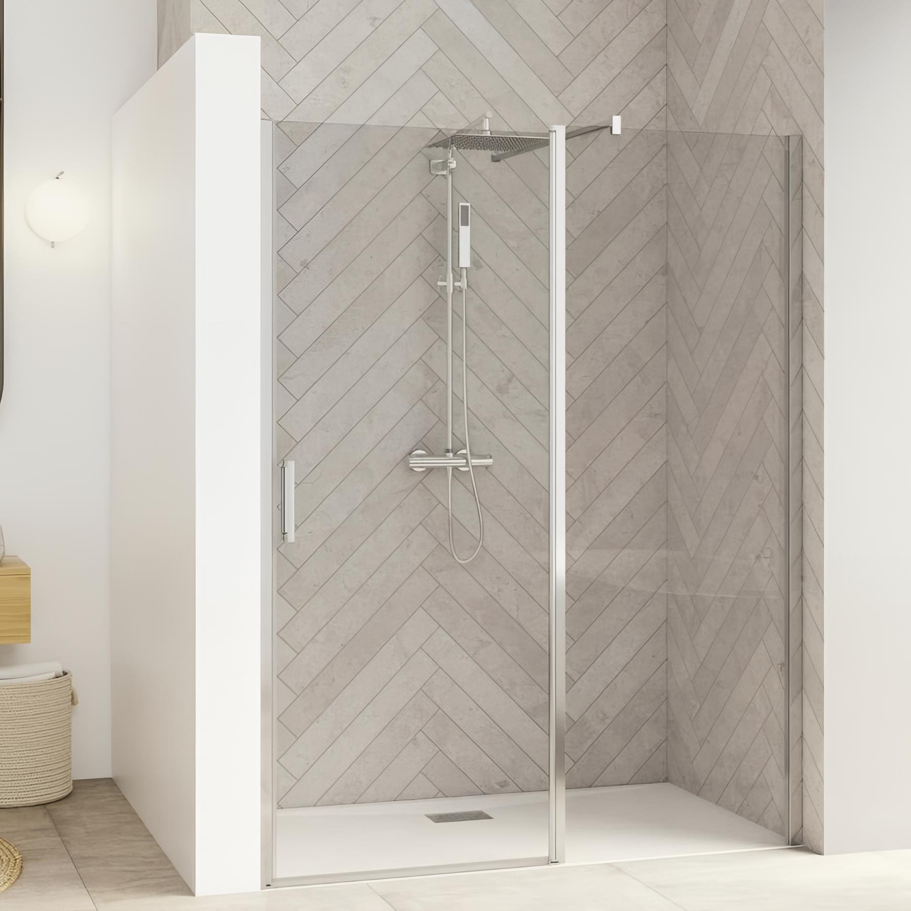 Porte de douche smart design s xxl sans seuil verre transparent 110 cm chromé