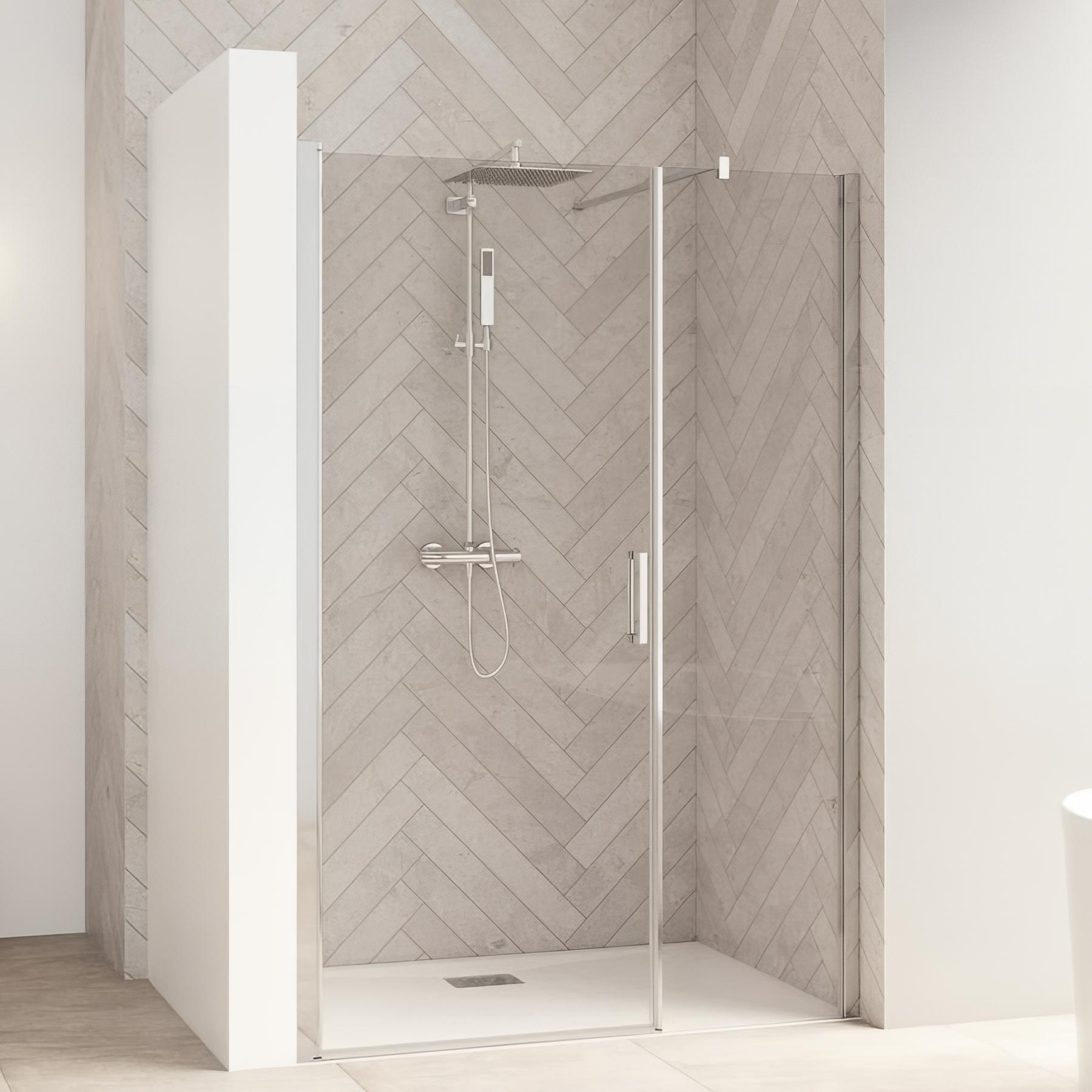 Porte de douche smart design solo p verre transparent 110 cm chromé