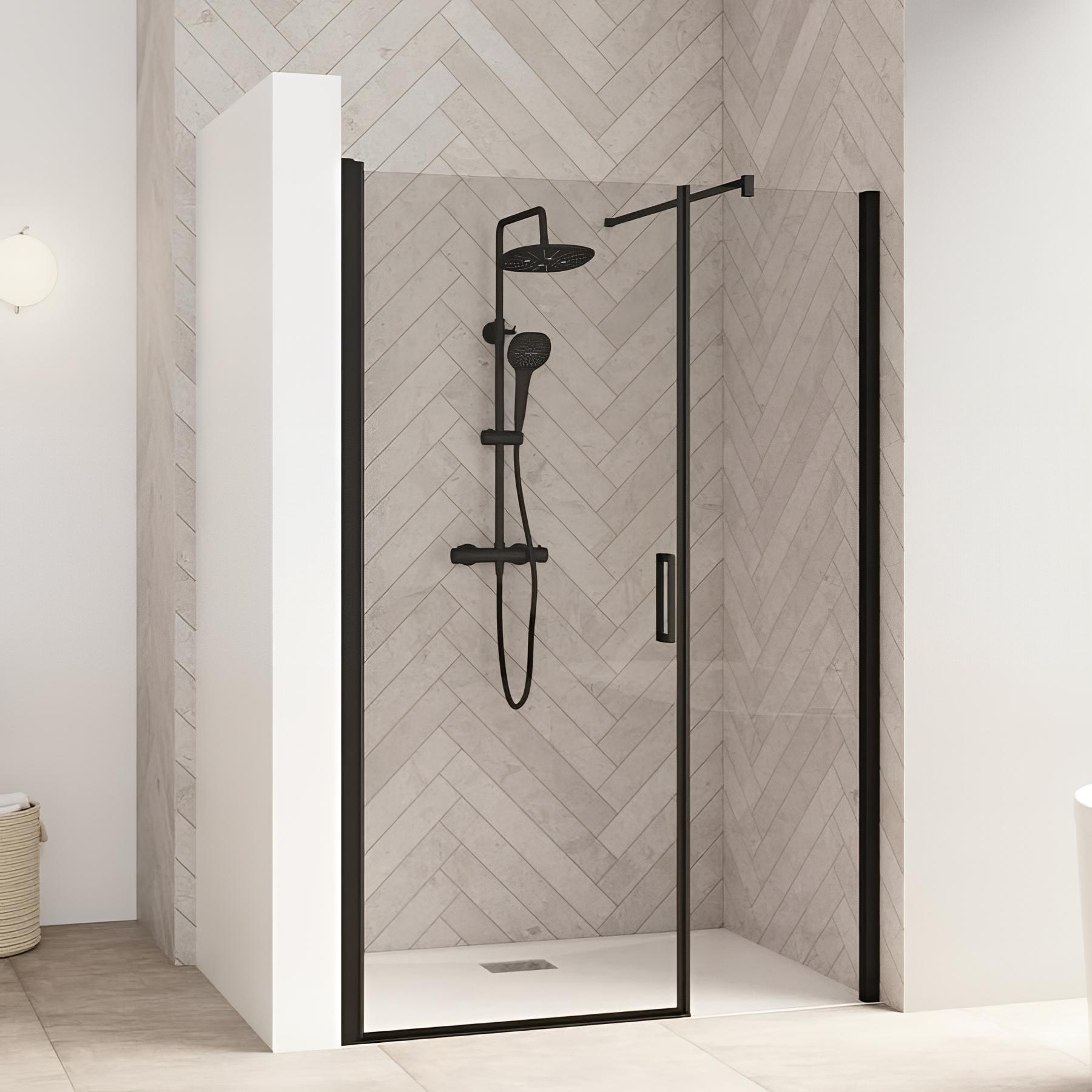 Porte de douche smart design solo p verre transparent 110 cm noir grainé