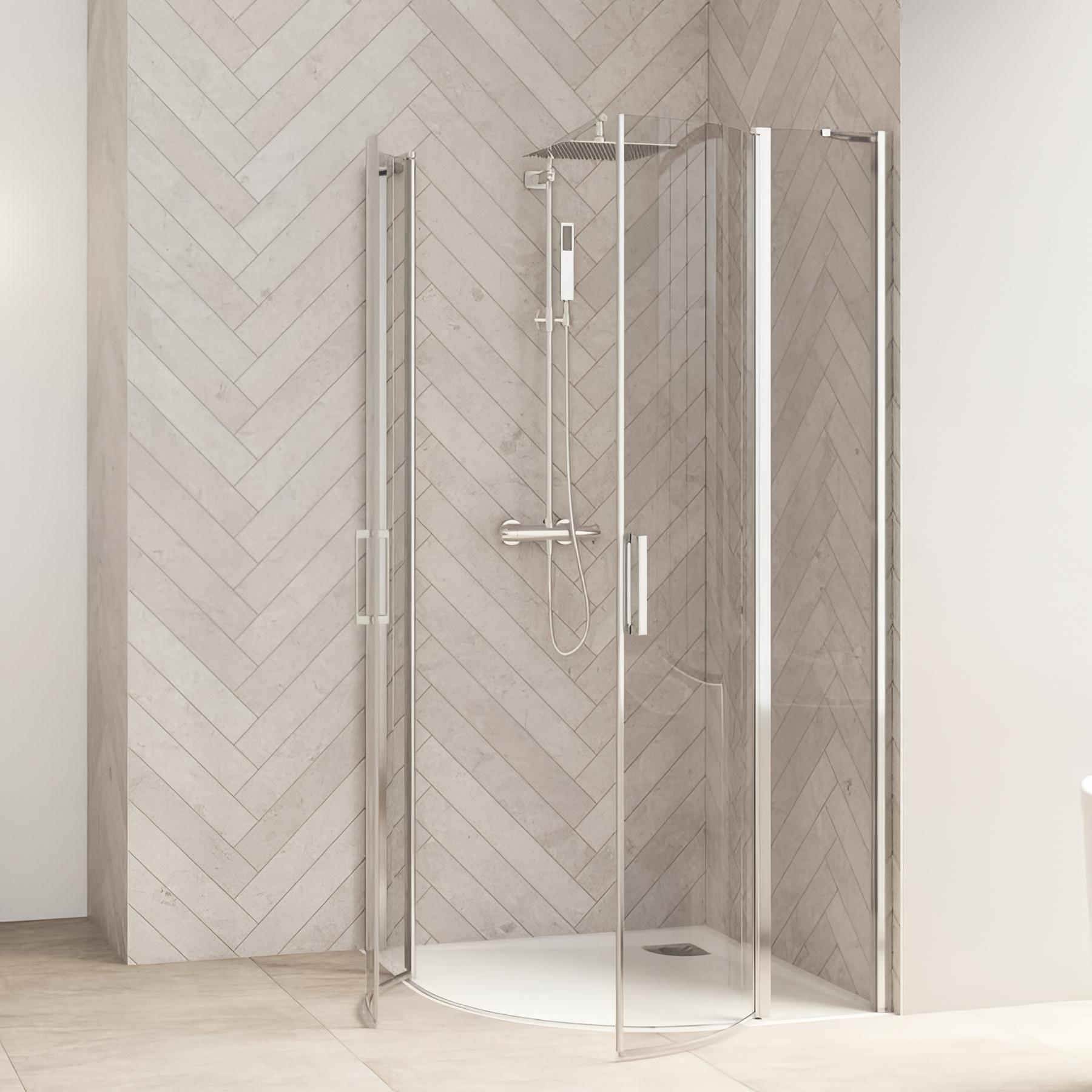 Porte de douche smart design r/p sans seuil blanc 90x90cm