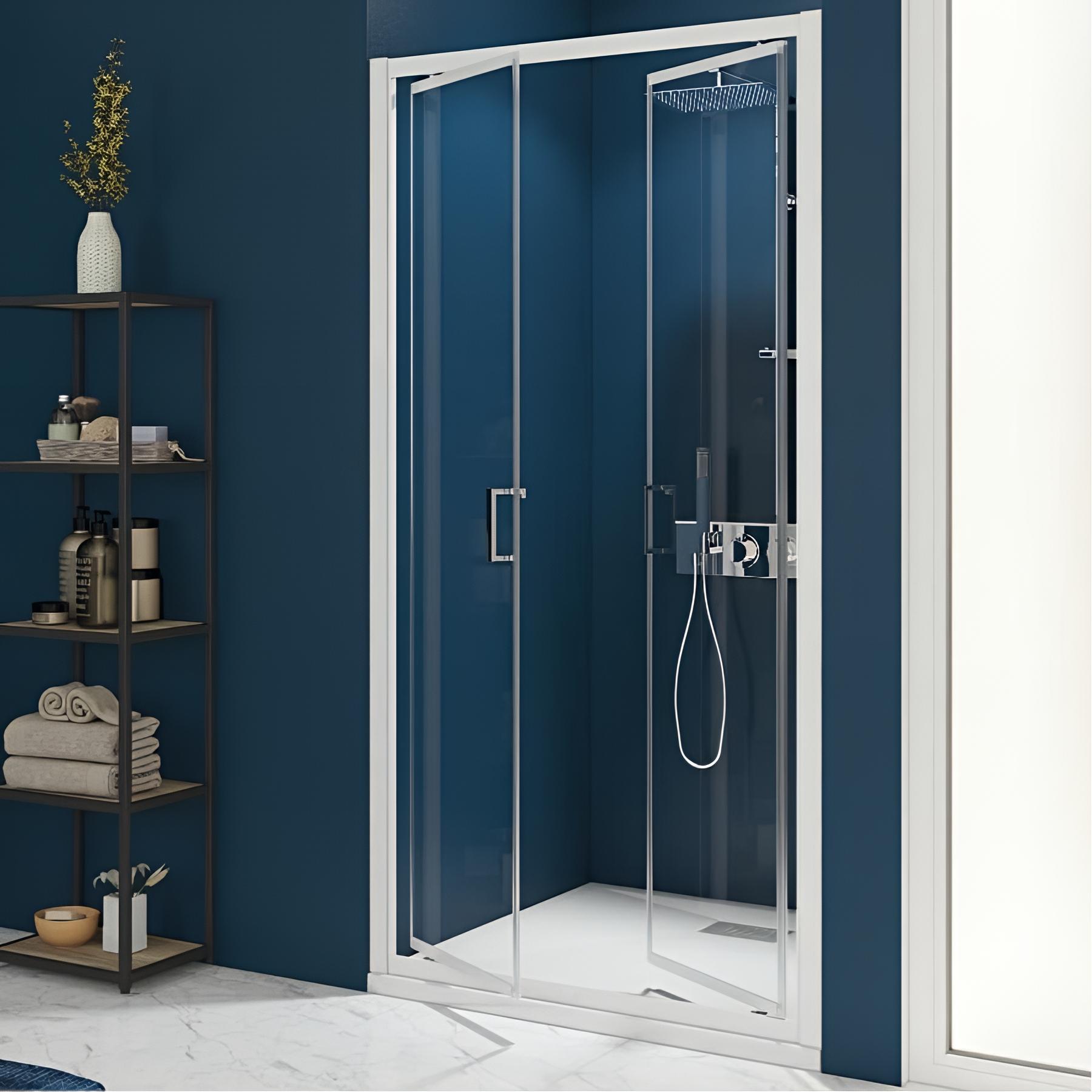 Porte de douche smart express 2p 80 cm profilé blanc