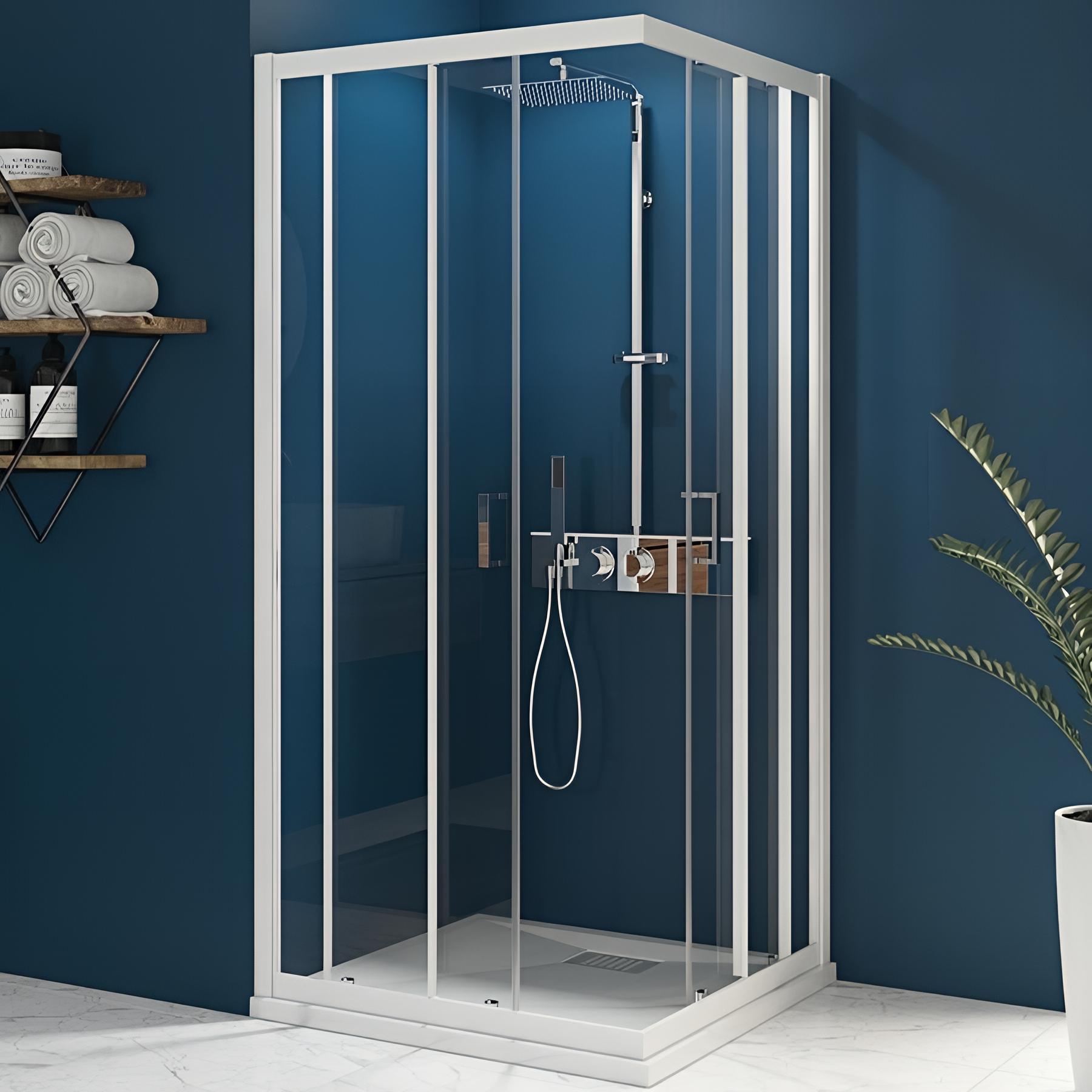 Porte de douche smart express a/c 90 cm profilé blanc