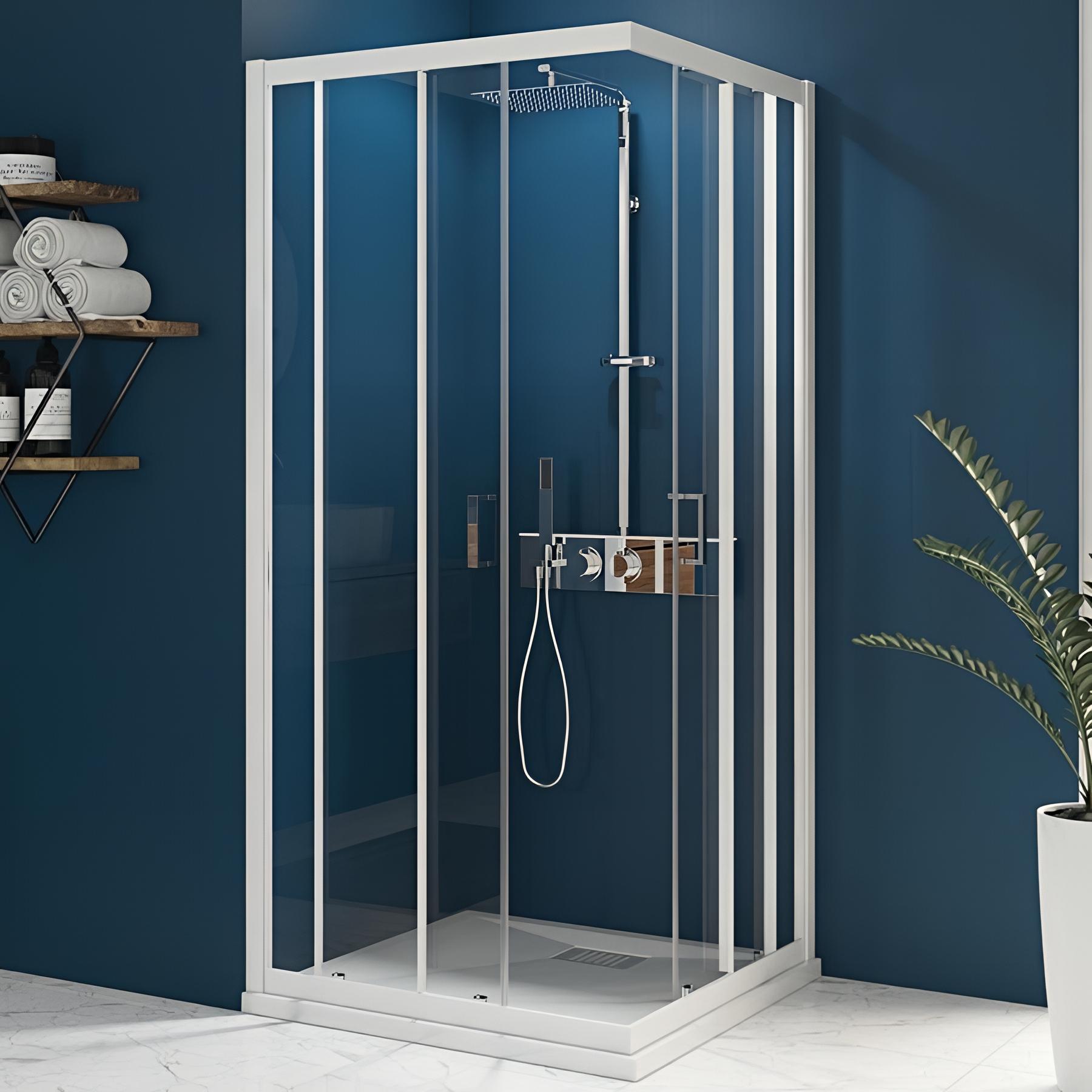 Porte de douche smart express c 90 cm profilé blanc