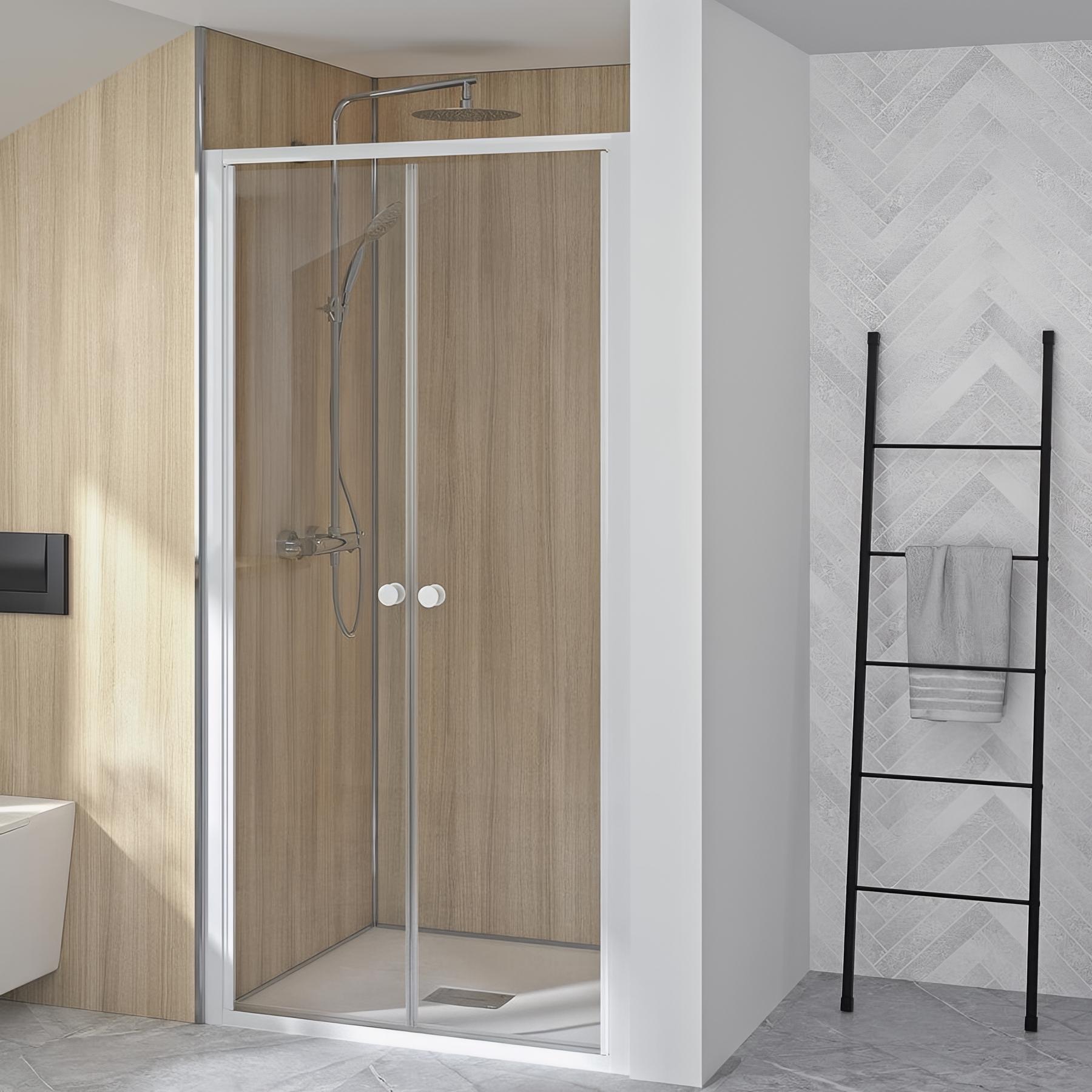 Porte de douche supra 2p 80 cm profilé blanc