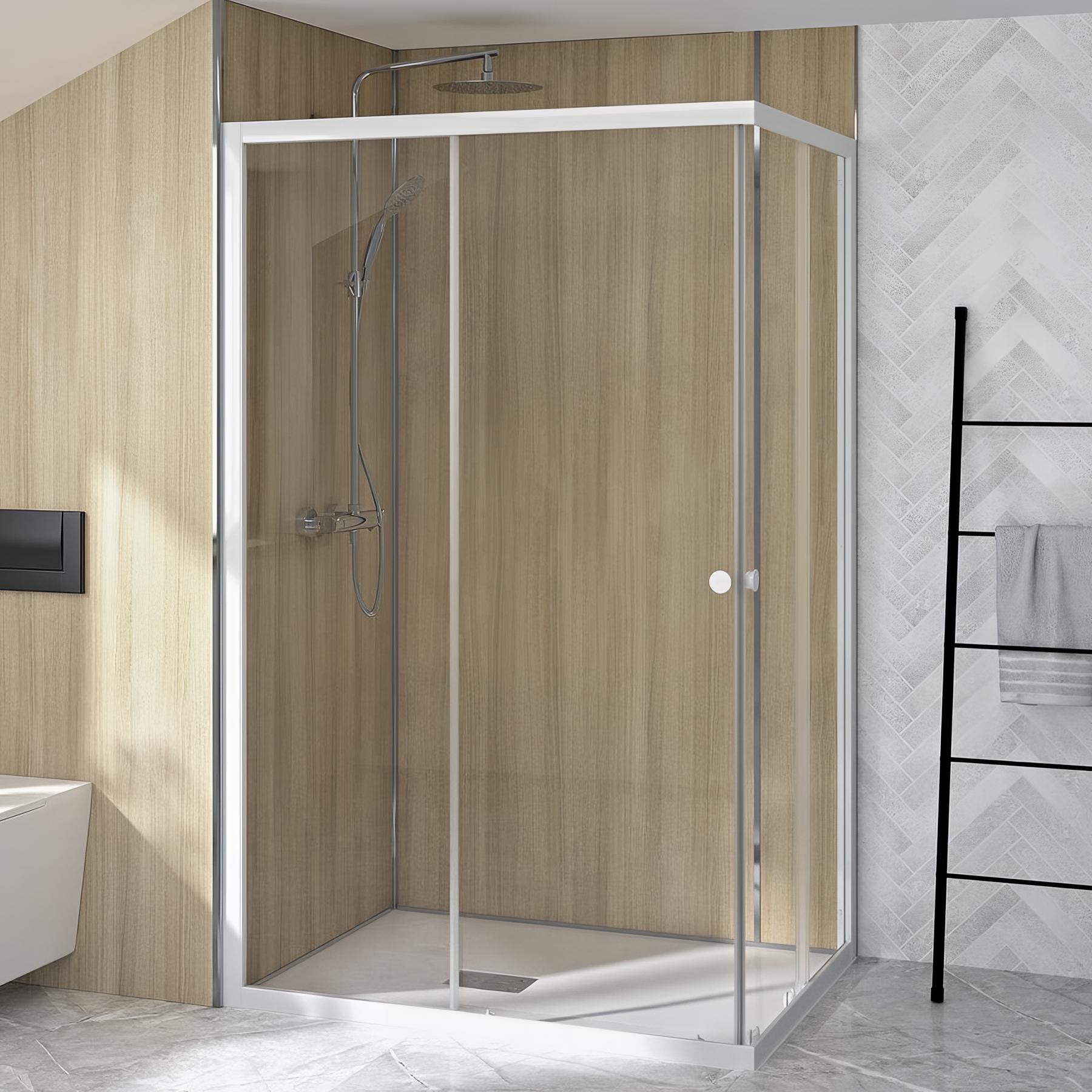 Porte de douche supra a 120 cm version gauche profilé blanc