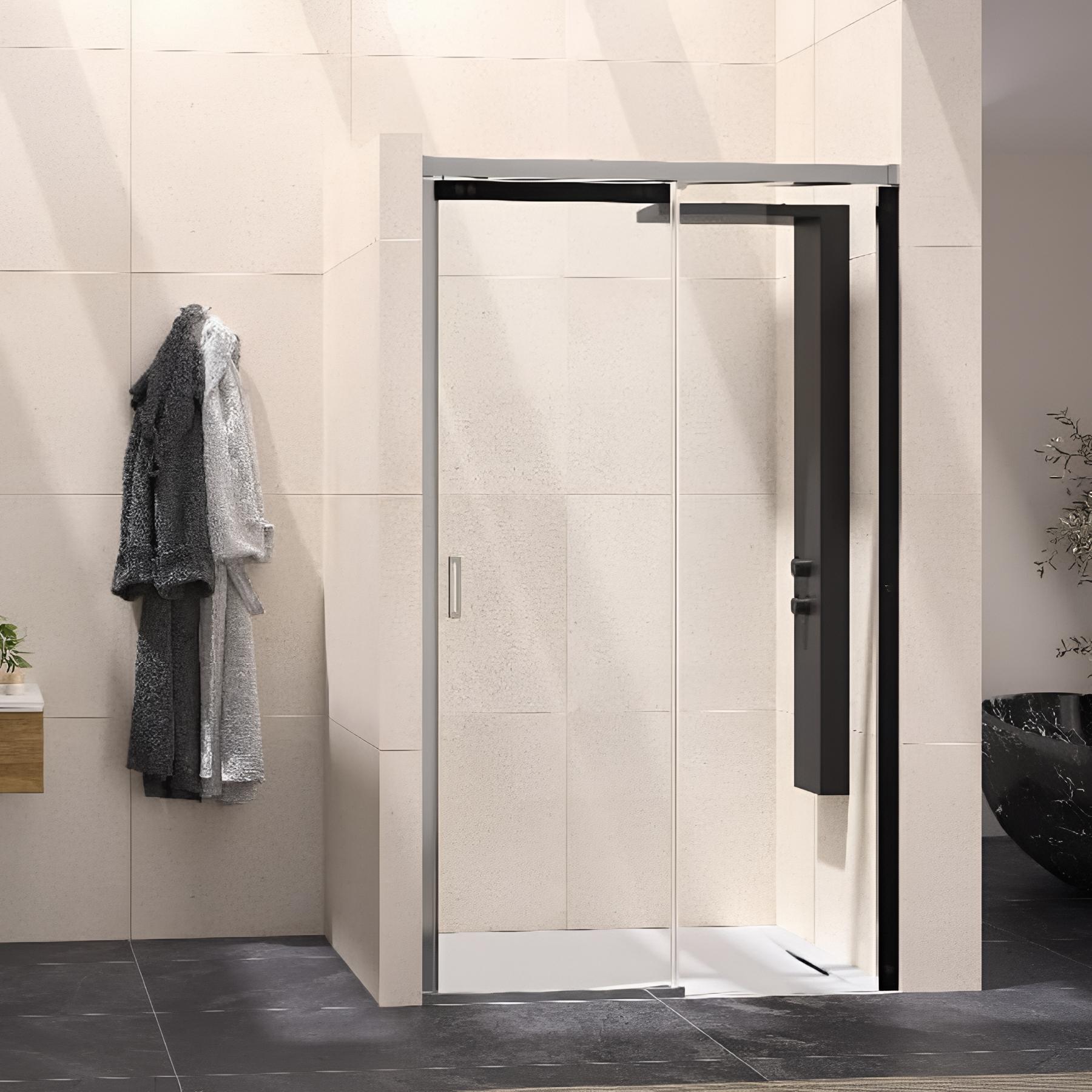 Porte de douche flat c partie fixe à droite passage à gauche 1200 mm