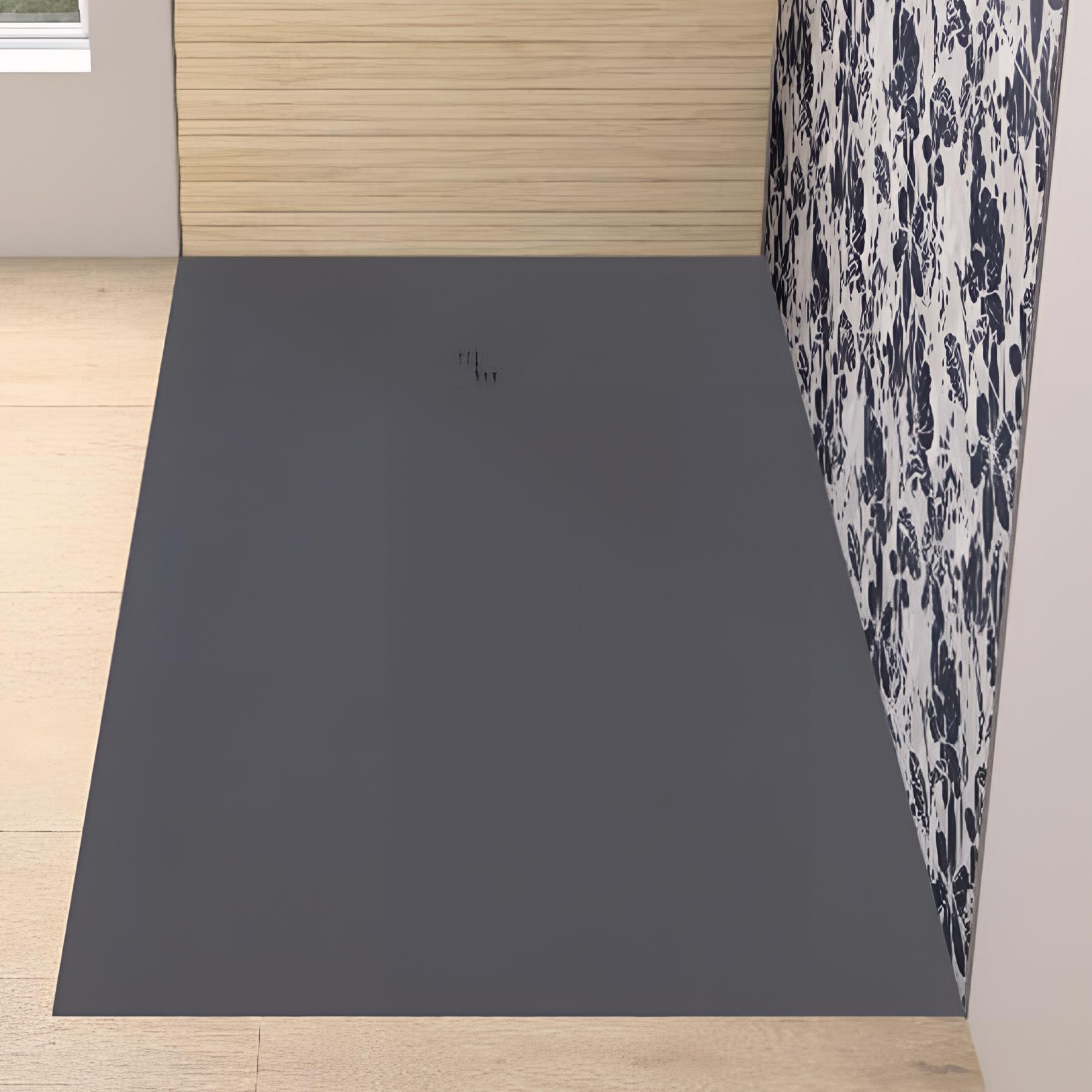 Receveur de douche kinemoon evo 180x80 cm gris anthracite, texture pierre lunaire avec grille et bonde