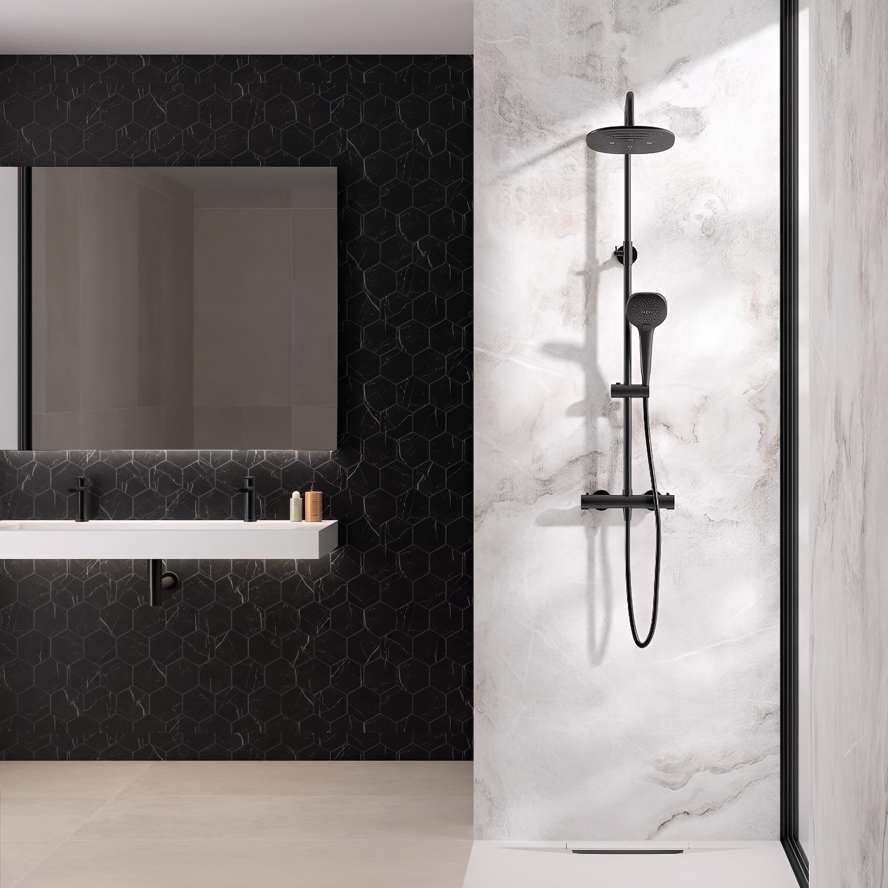 Panneau de douche kinewall design 100x202 cm albâtre
