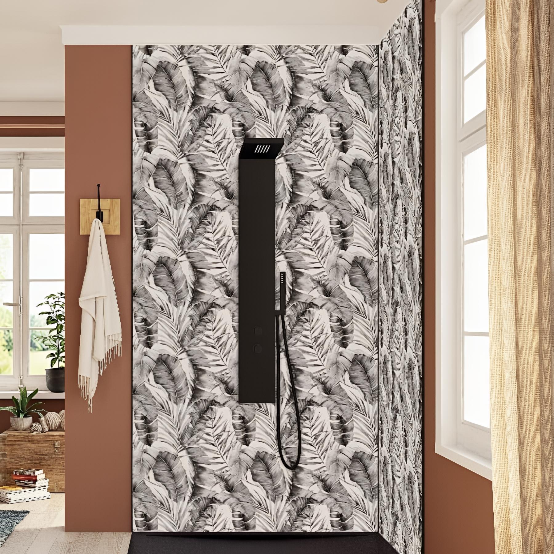 Panneau de douche kinewall design 100x202 cm bananiers nb