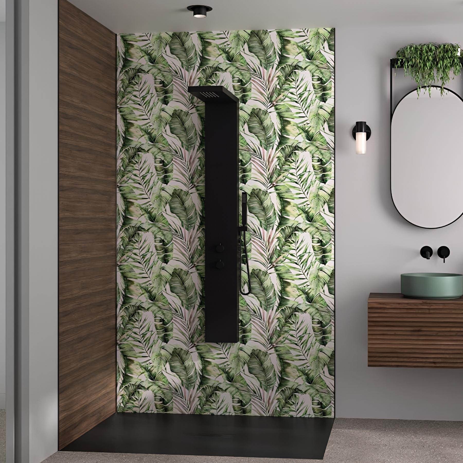 Panneau de douche kinewall design 100x202 cm noyer