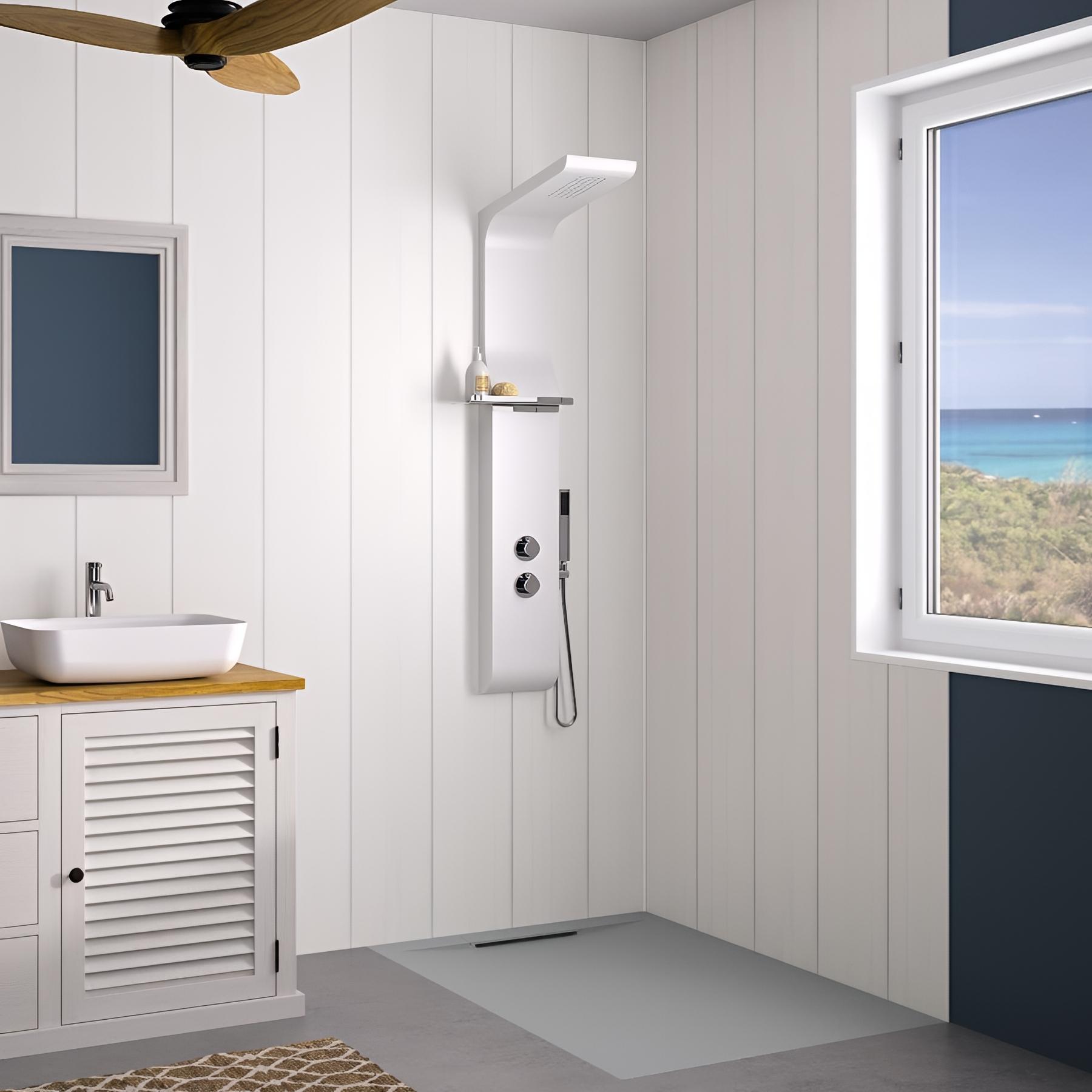 Panneau de douche kinewall design 100x202 cm bardage blanc