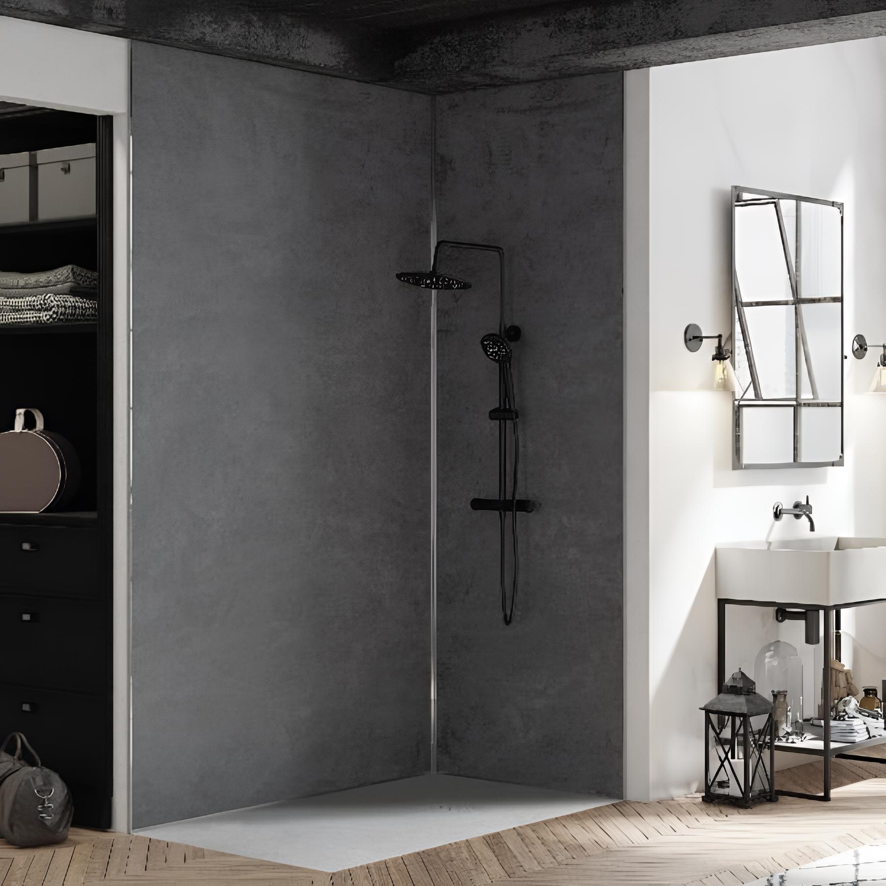 Panneau de douche kinewall design 100x202 cm béton foncé