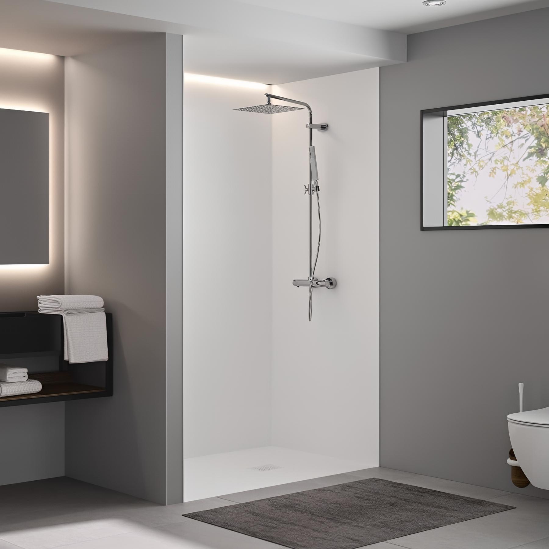 Panneau de douche kinewall design 100x202 cm blanc satiné