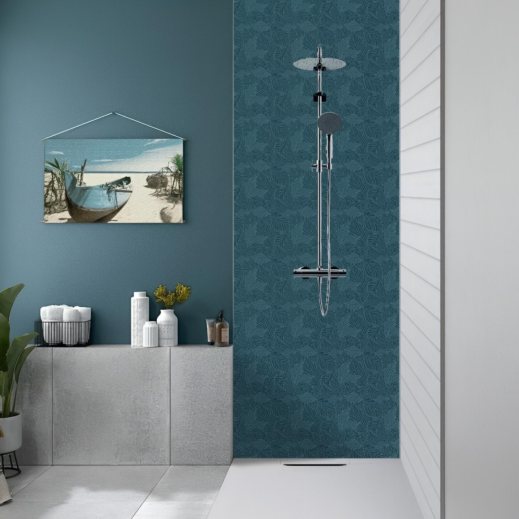 Panneau de douche kinewall design 100x202 cm lambris horizontal blanc