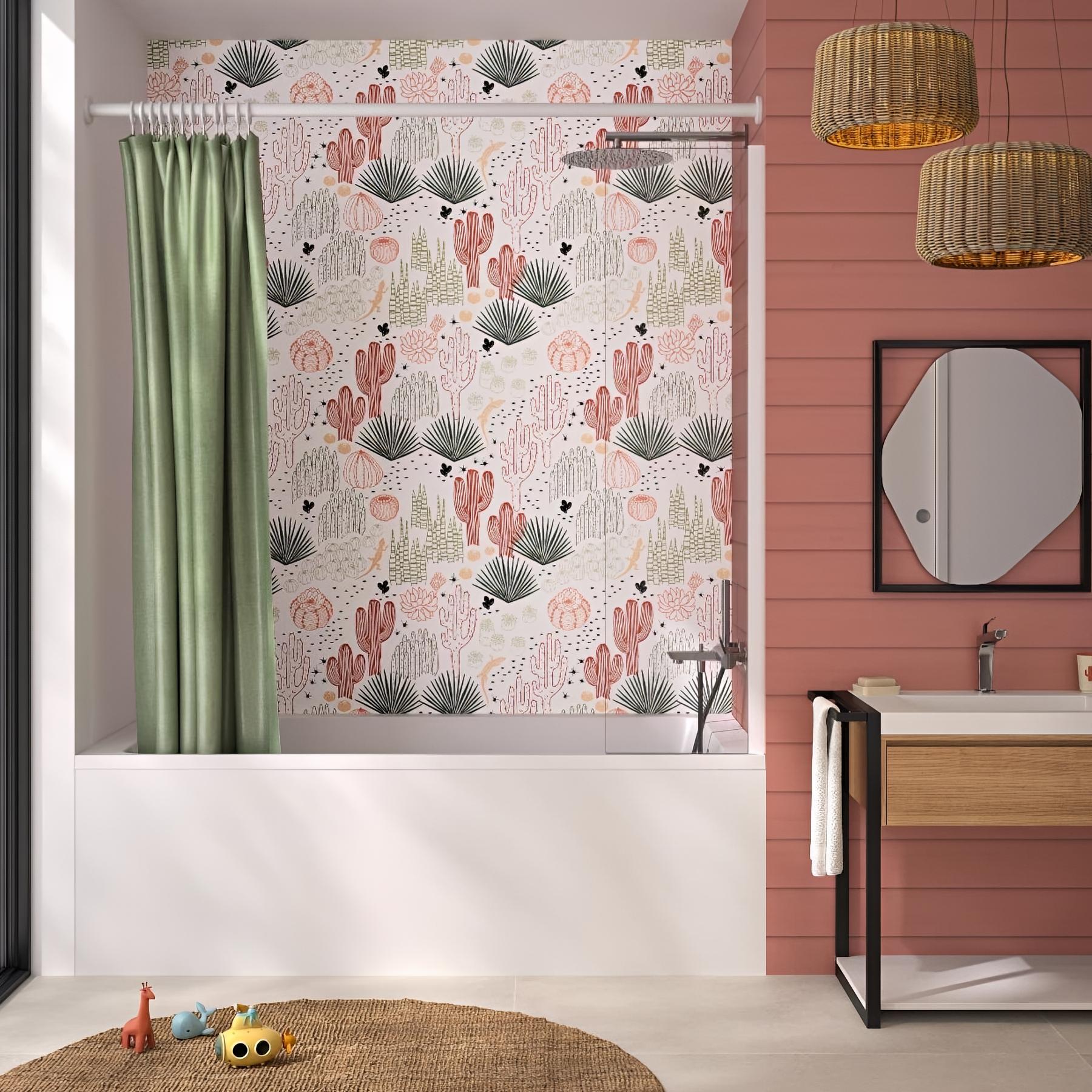 Panneau de douche kinewall design 100x202 cm cactus