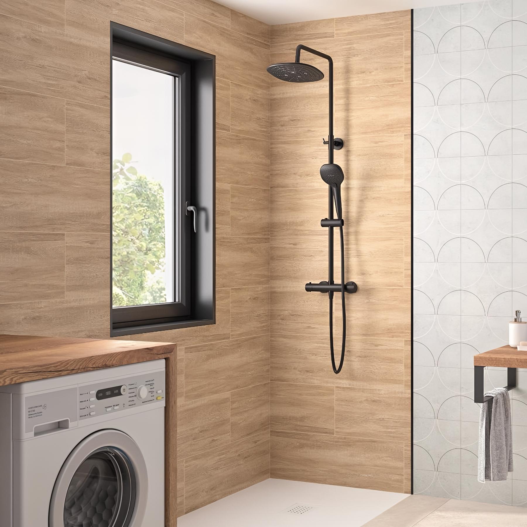 Panneau de douche kinewall design 100x202 cm chêne naturel