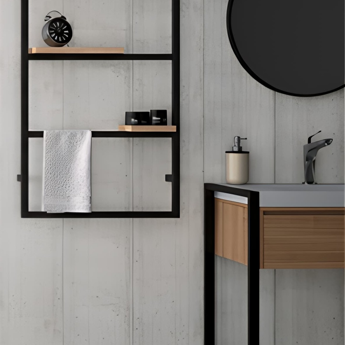 Panneau de douche kinewall design 100x250 cm ciment bandes