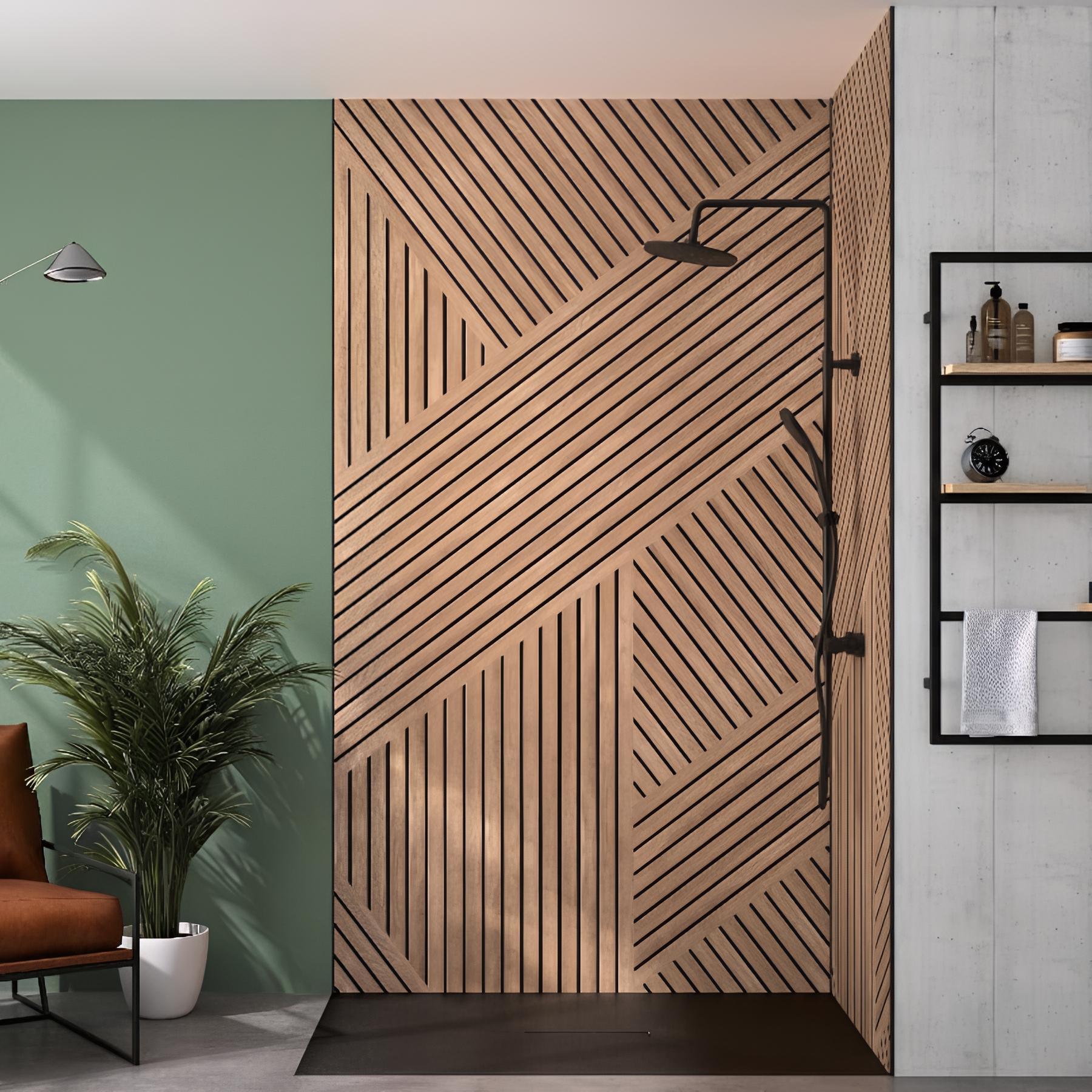 Panneau de douche kinewall design 100x202 cm ciment bandes