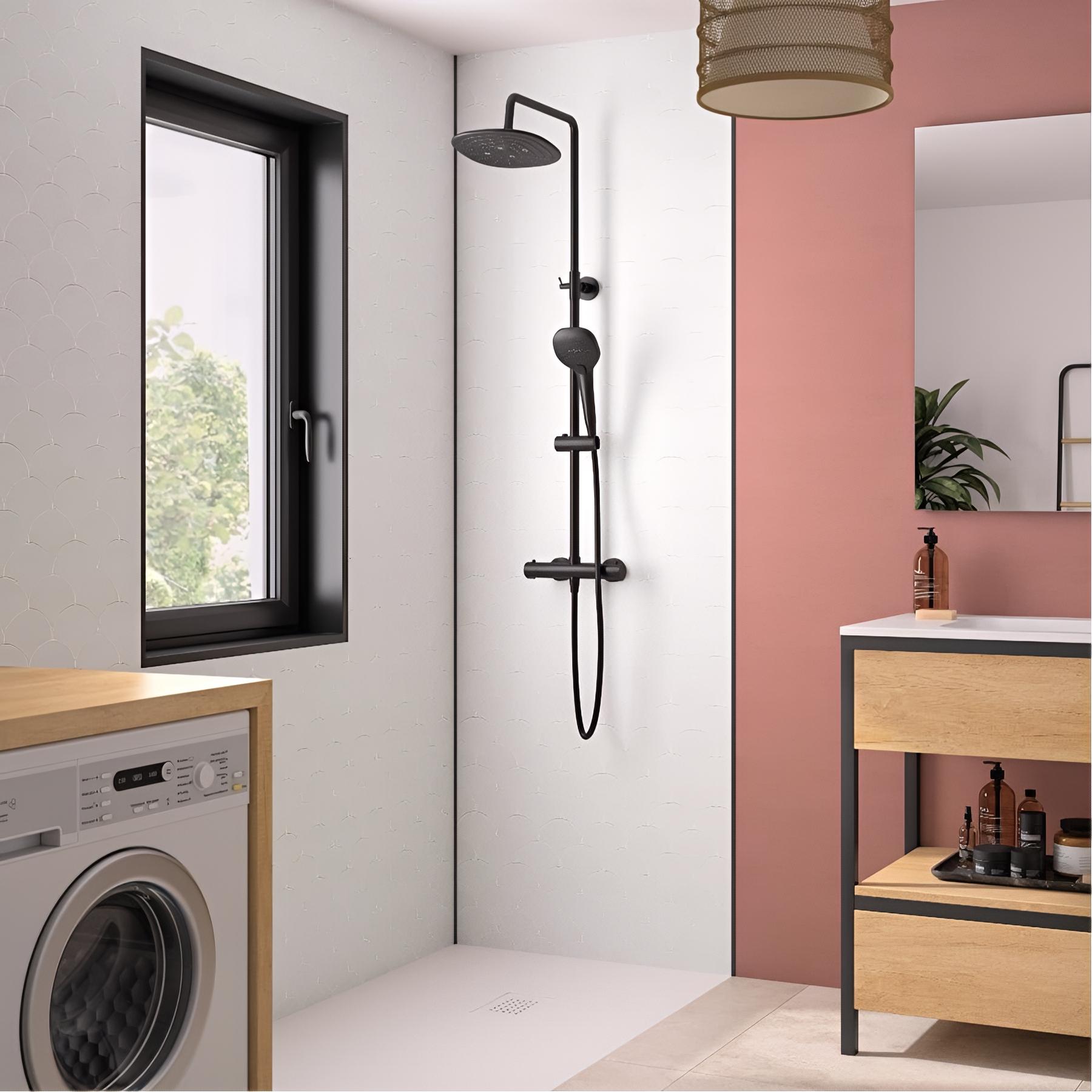 Panneau de douche kinewall design 100x202 cm ecaille beige