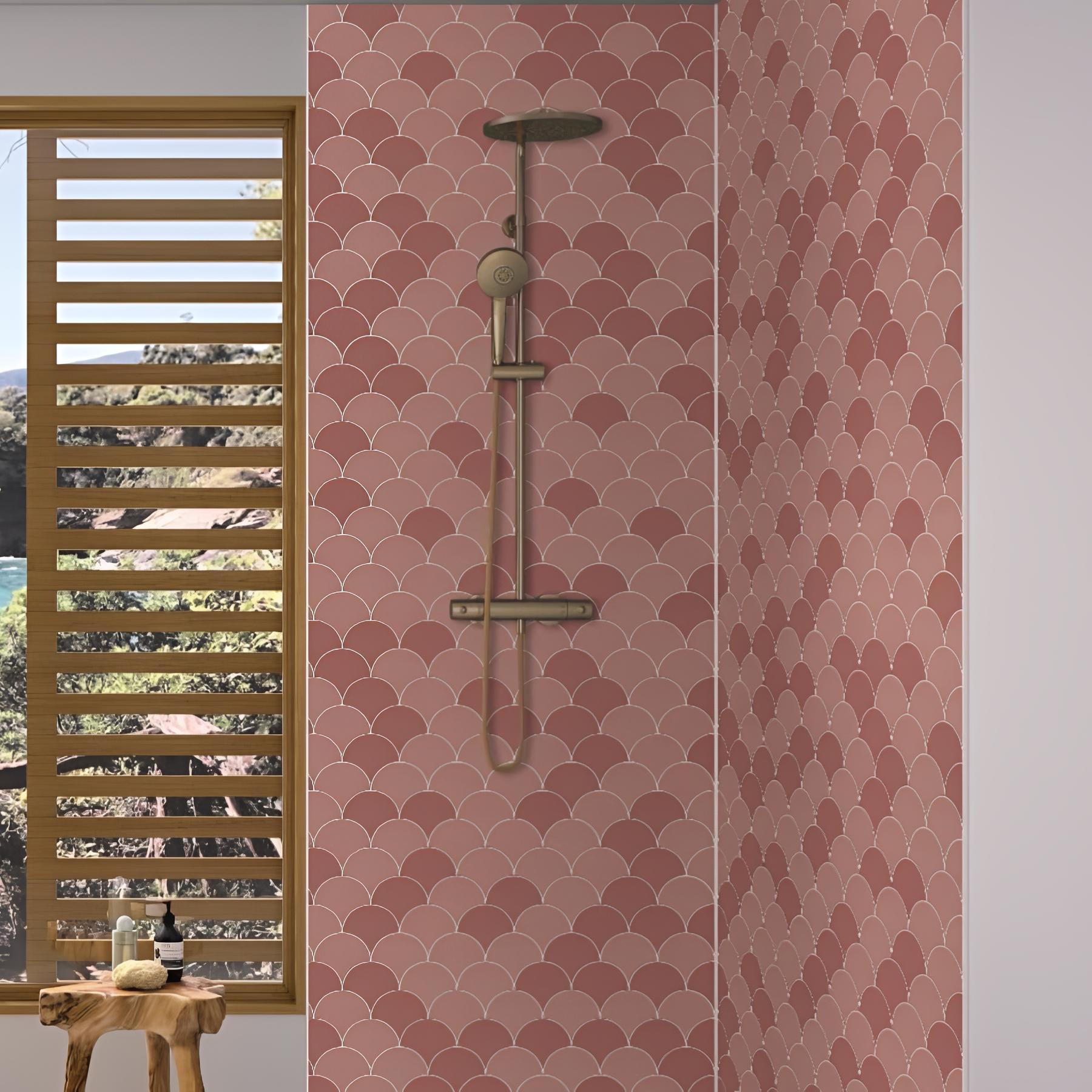 Panneau de douche kinewall design 150x250 cm ecaille tarracotta