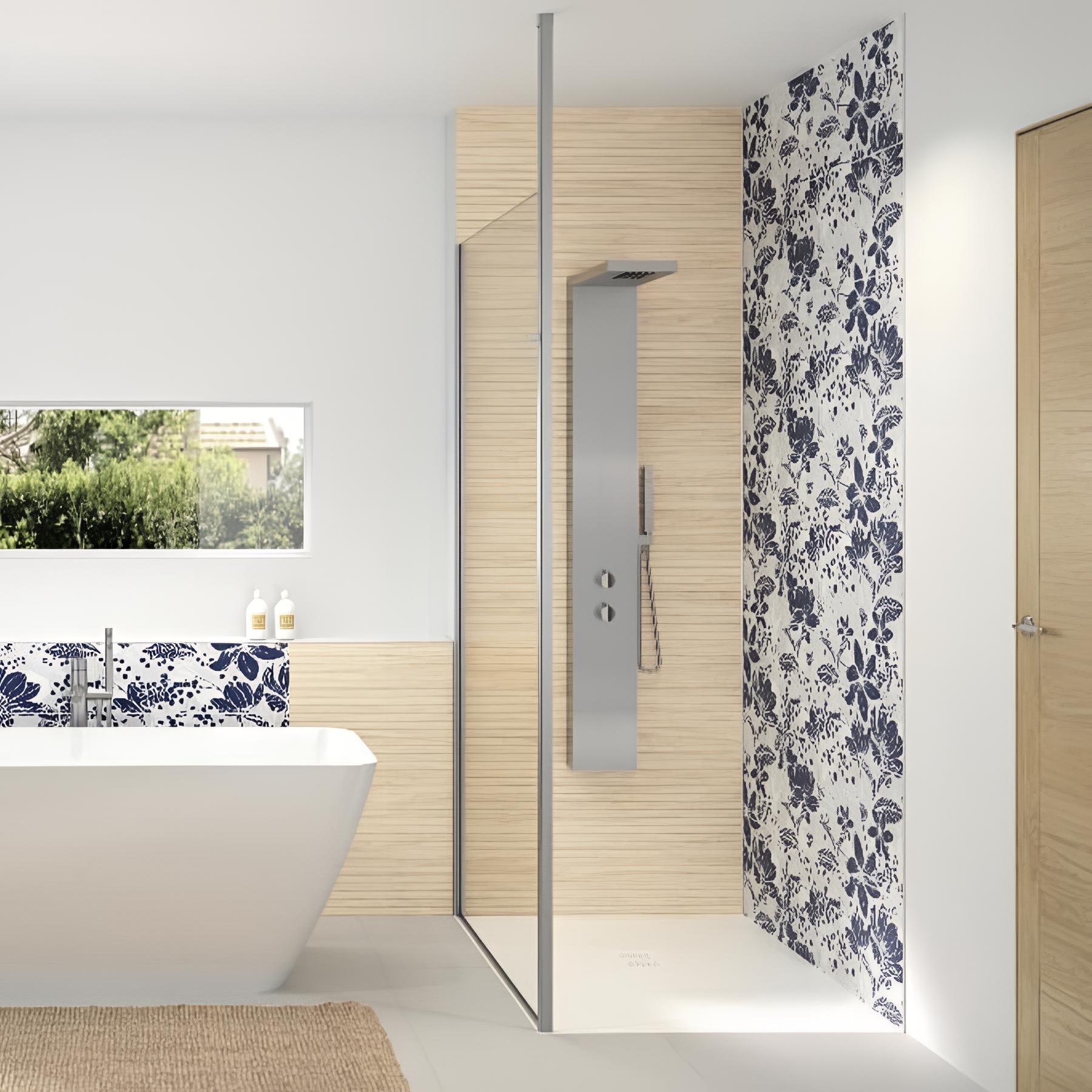 Panneau de douche kinewall design 100x250 cm faïence frangipanier