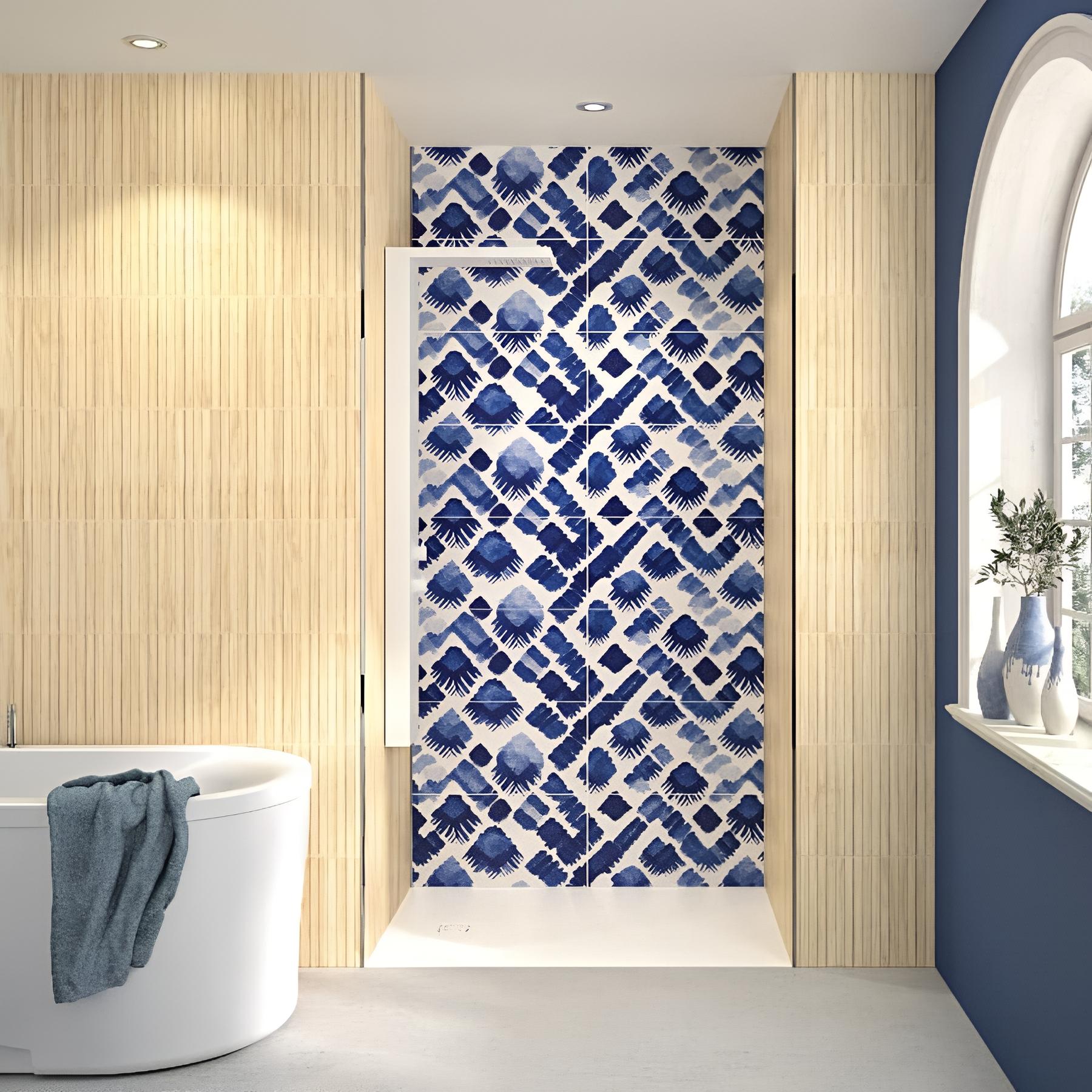 Panneau de douche kinewall design 100x202 cm faïence teck line