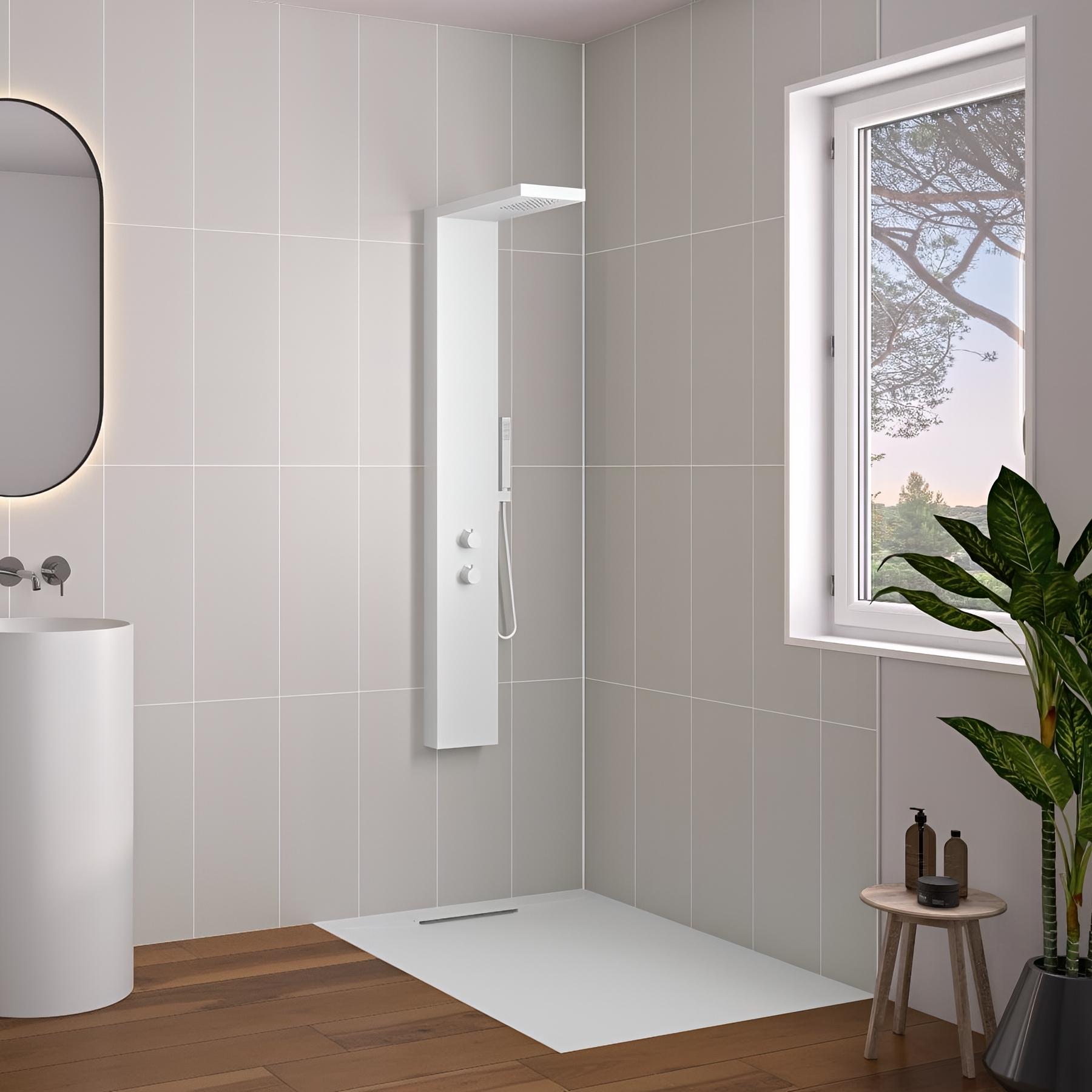 Panneau de douche kinewall design 100x202 cm faïence tissu