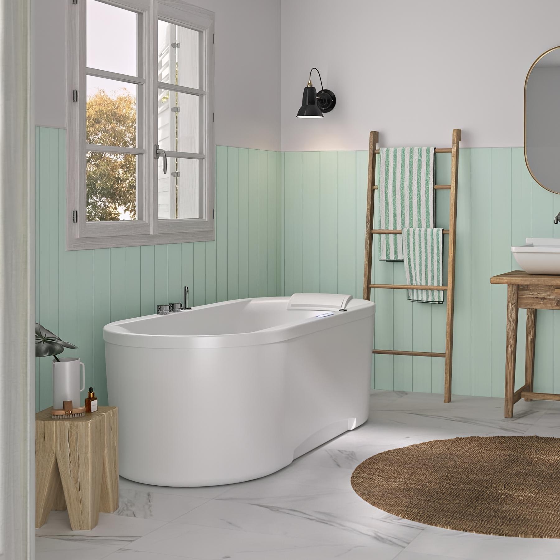 Panneau de douche kinewall design 100x202 cm lambris vertical vert céladon