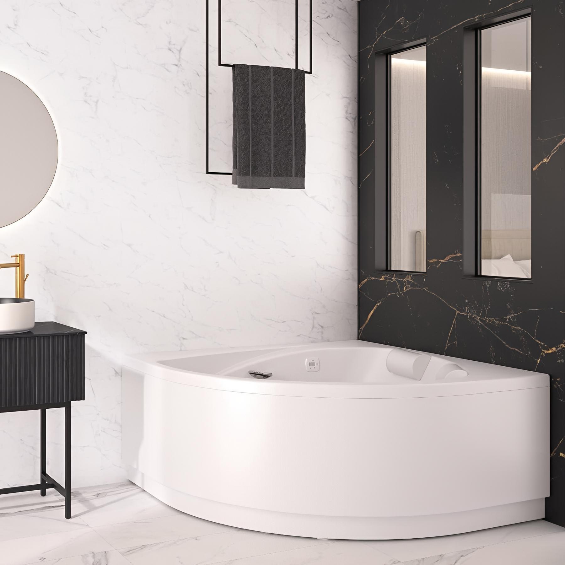 Panneau de douche kinewall design 100x202 cm marbre blanc