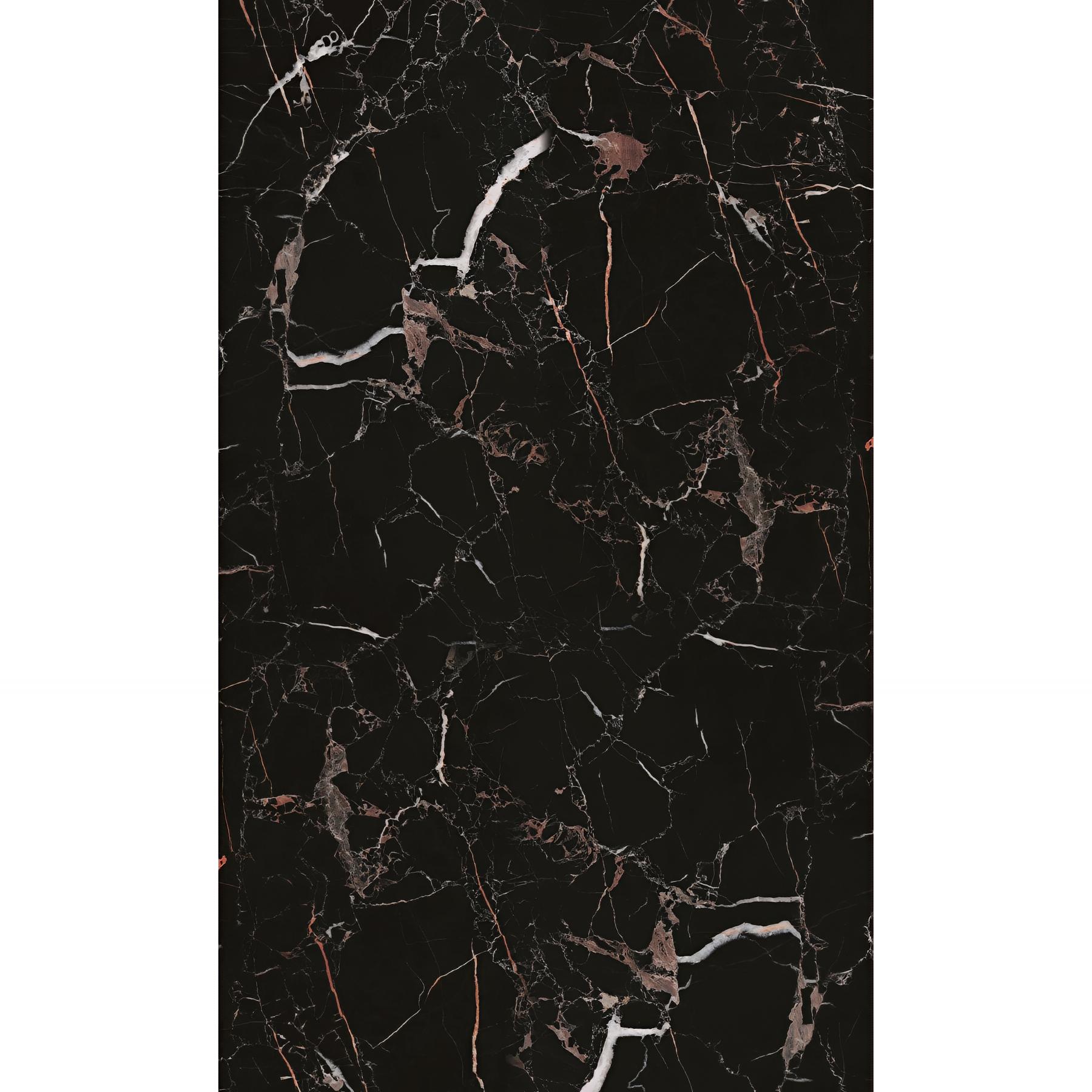 Panneau de douche kinewall design 100x202 cm marbre noir et cuivre