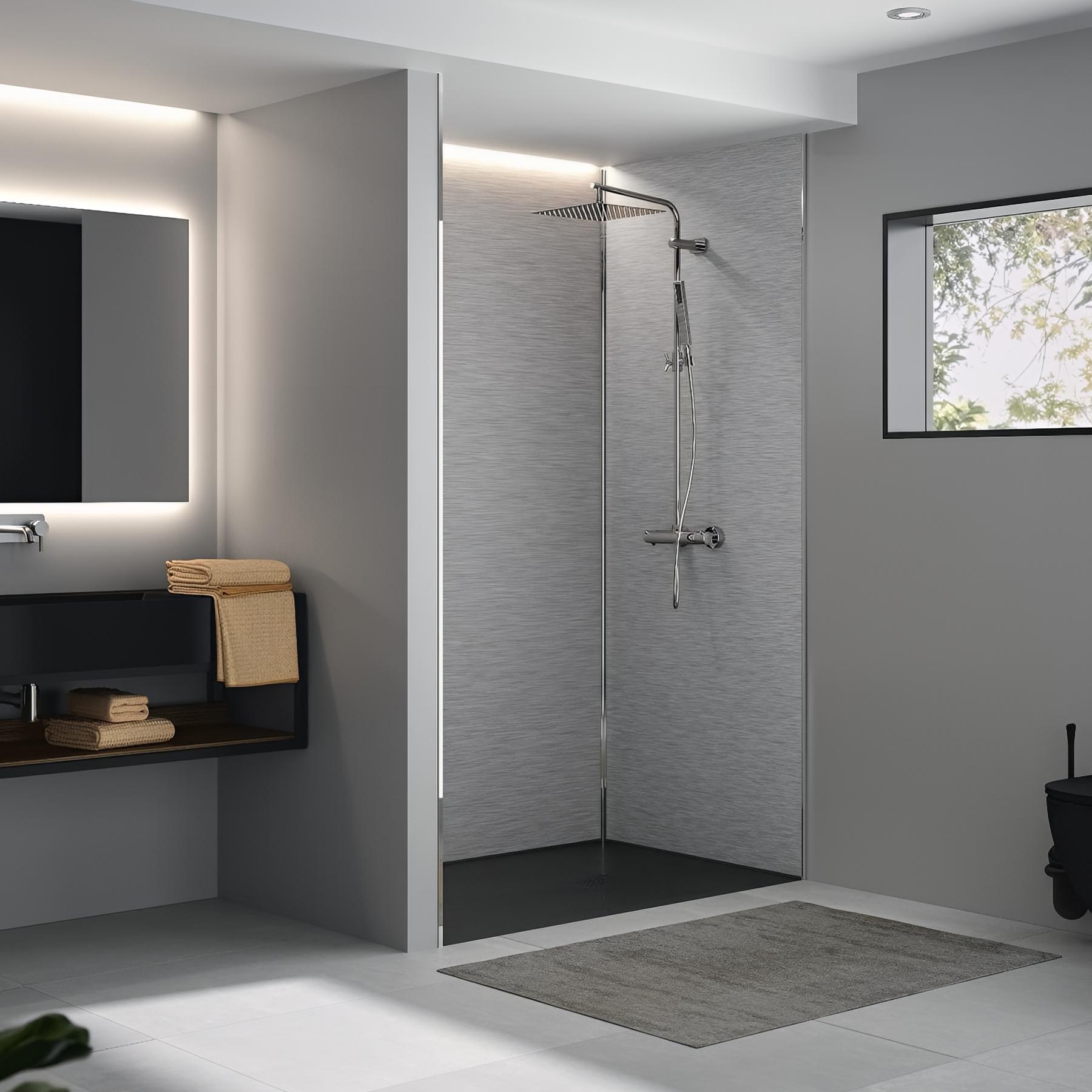 Panneau de douche kinewall design 100x202 cm marbre noir