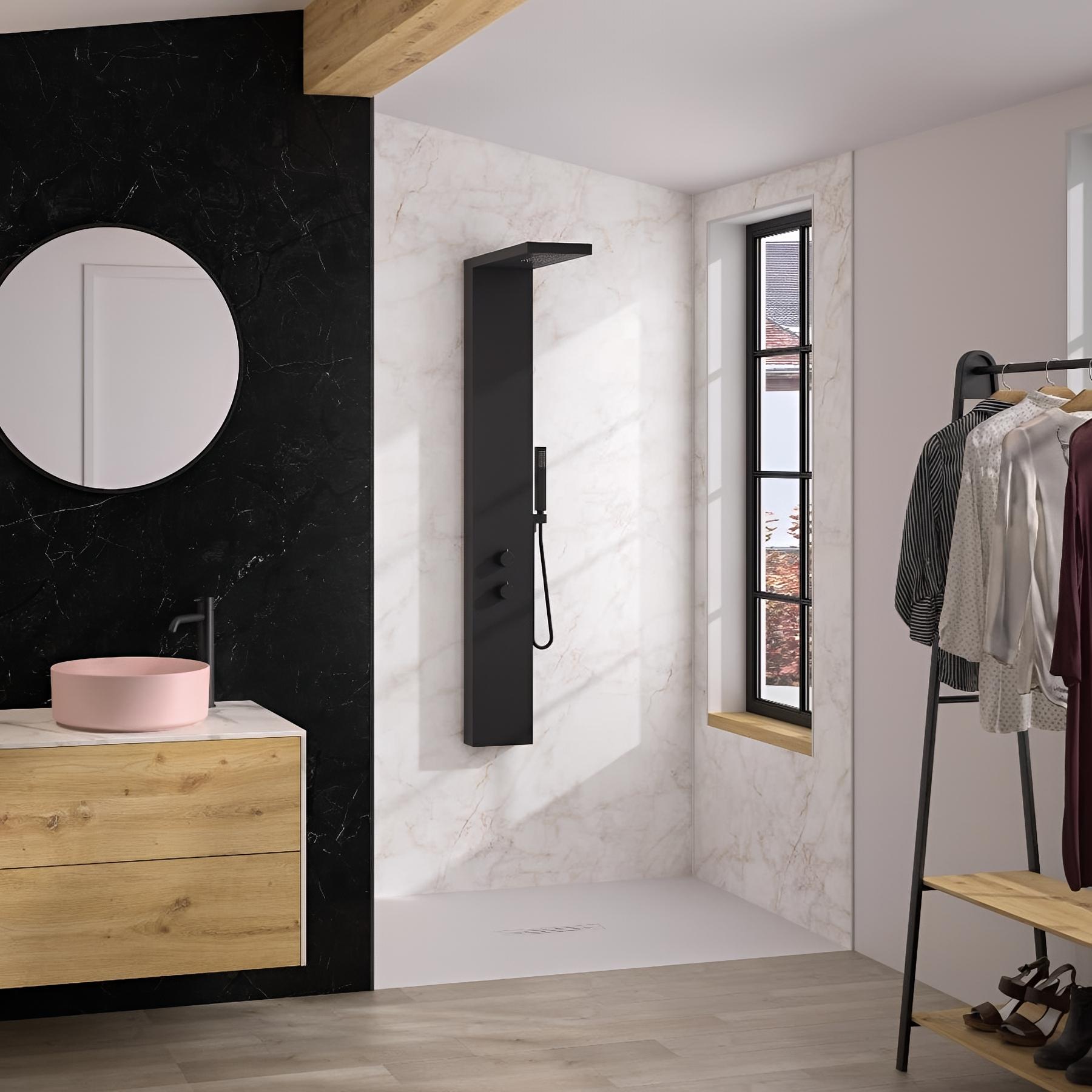 Panneau de douche kinewall design 100x202 cm marbre rose