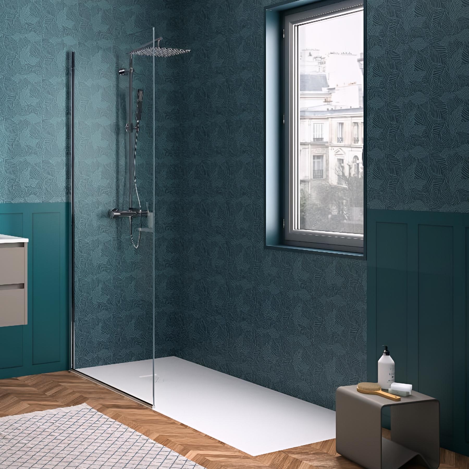Panneau de douche kinewall design 100x202 cm mixte bleu nuit + bleu exotica
